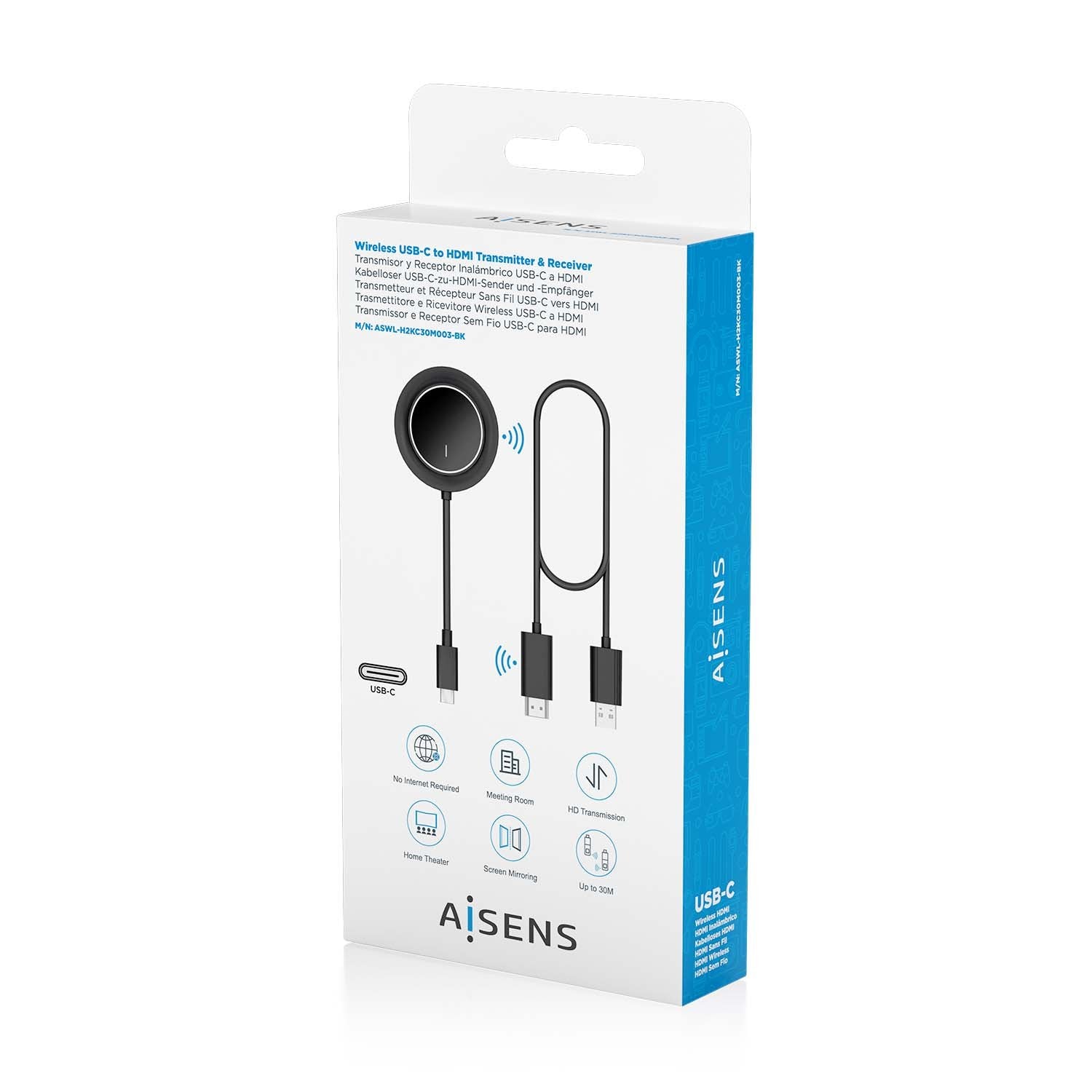 Aisens Usb-C A Hdmi Inalambrico 1080p 30m, Negro