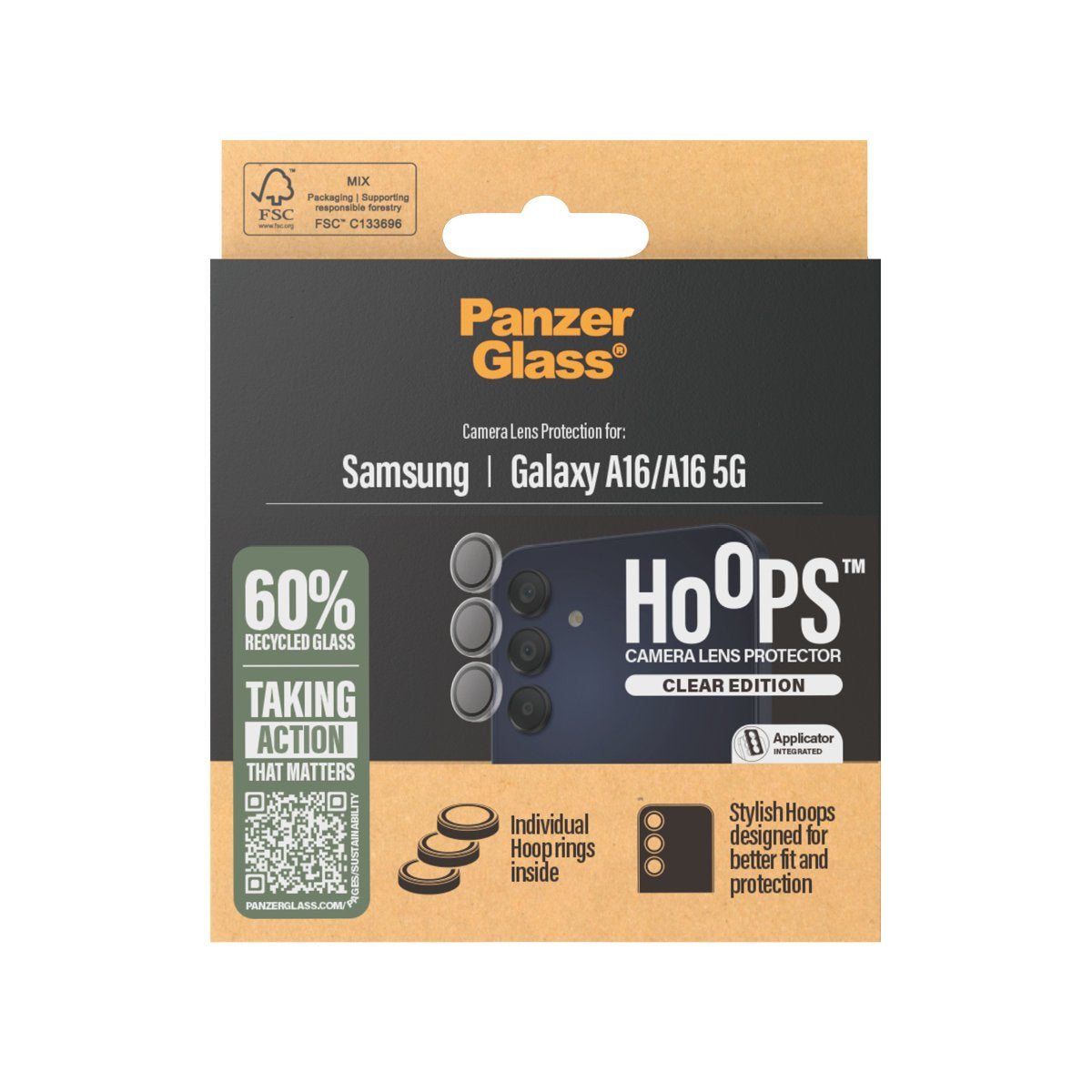 EAN 5715685014956 - PanzerGlass ® Hoops® Camera Lens Protector Transparent Samsung Galaxy A16 | A16 5G Protector de pantalla imagen 3