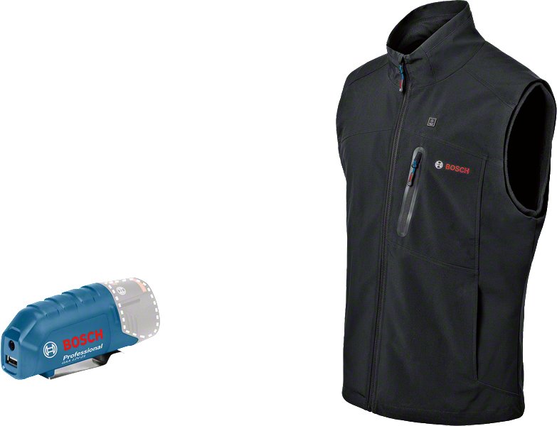Bosch Professional Chaleco Calefactable Ghv 12+18v Xa, L, Ropa De Trabajo Negro, Sin Batería