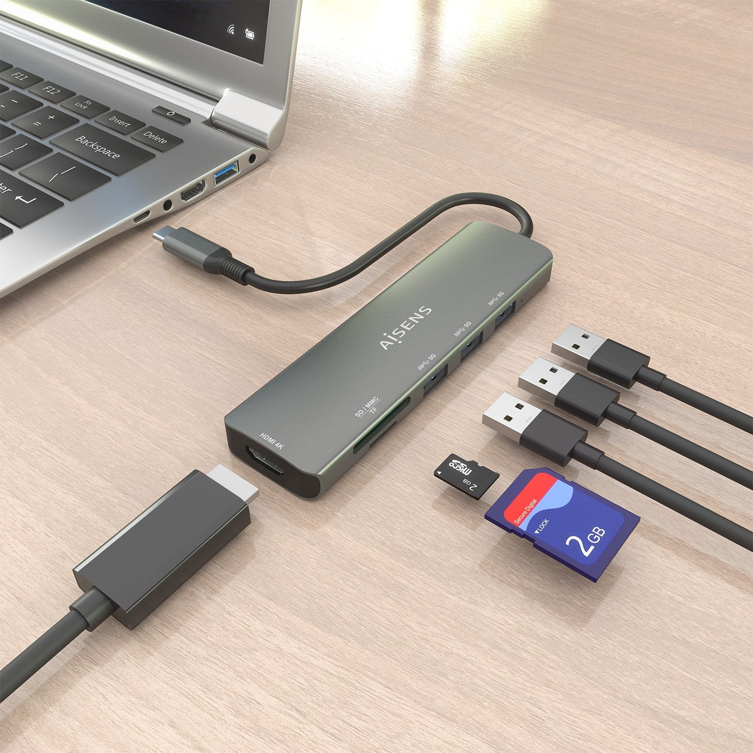 EAN 8435739903131 - AISENS ASUC-6P024-GR base para portátil y replicador de puertos Alámbrico USB 3.2 Gen 1 (3.1 Gen 1) Type- imagen 5