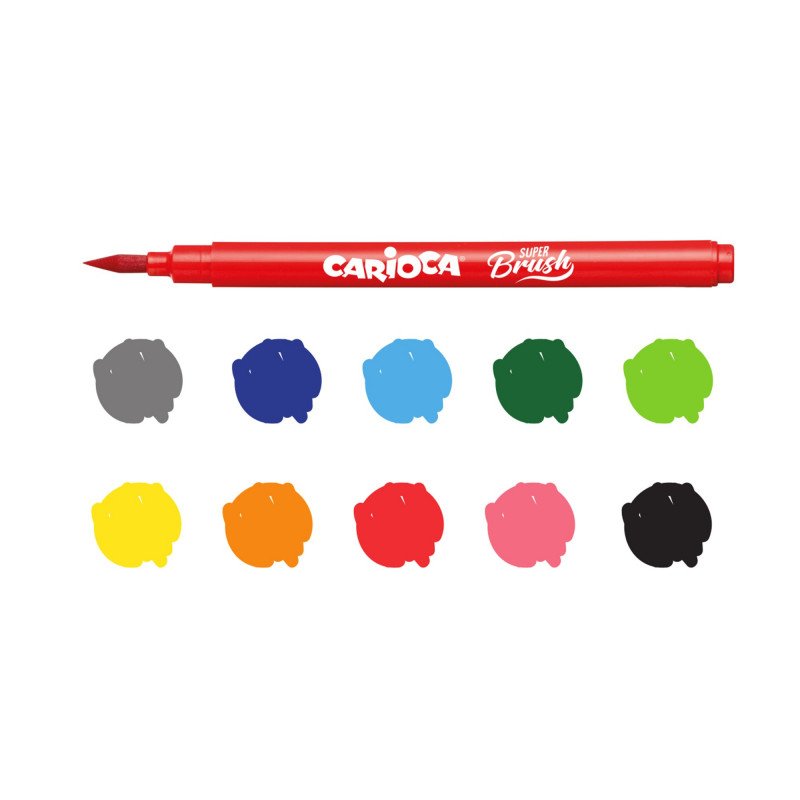 Carioca Rotulador Super Brush Punta Pincel Colores - Caja De 10