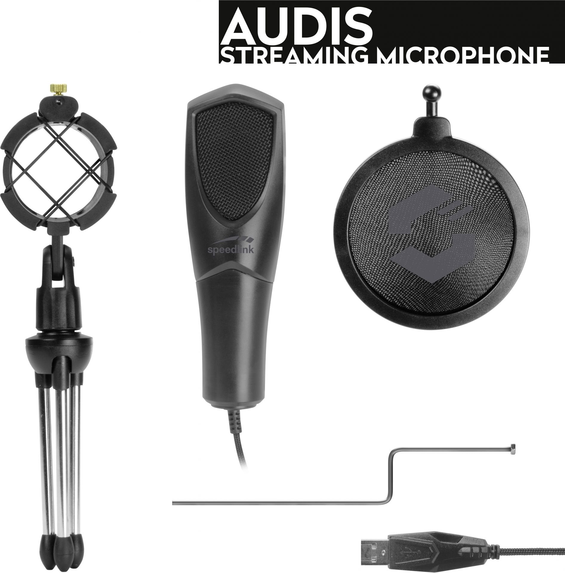 Micrófono Speedlink Audis De Superficie Para Mesa Negro