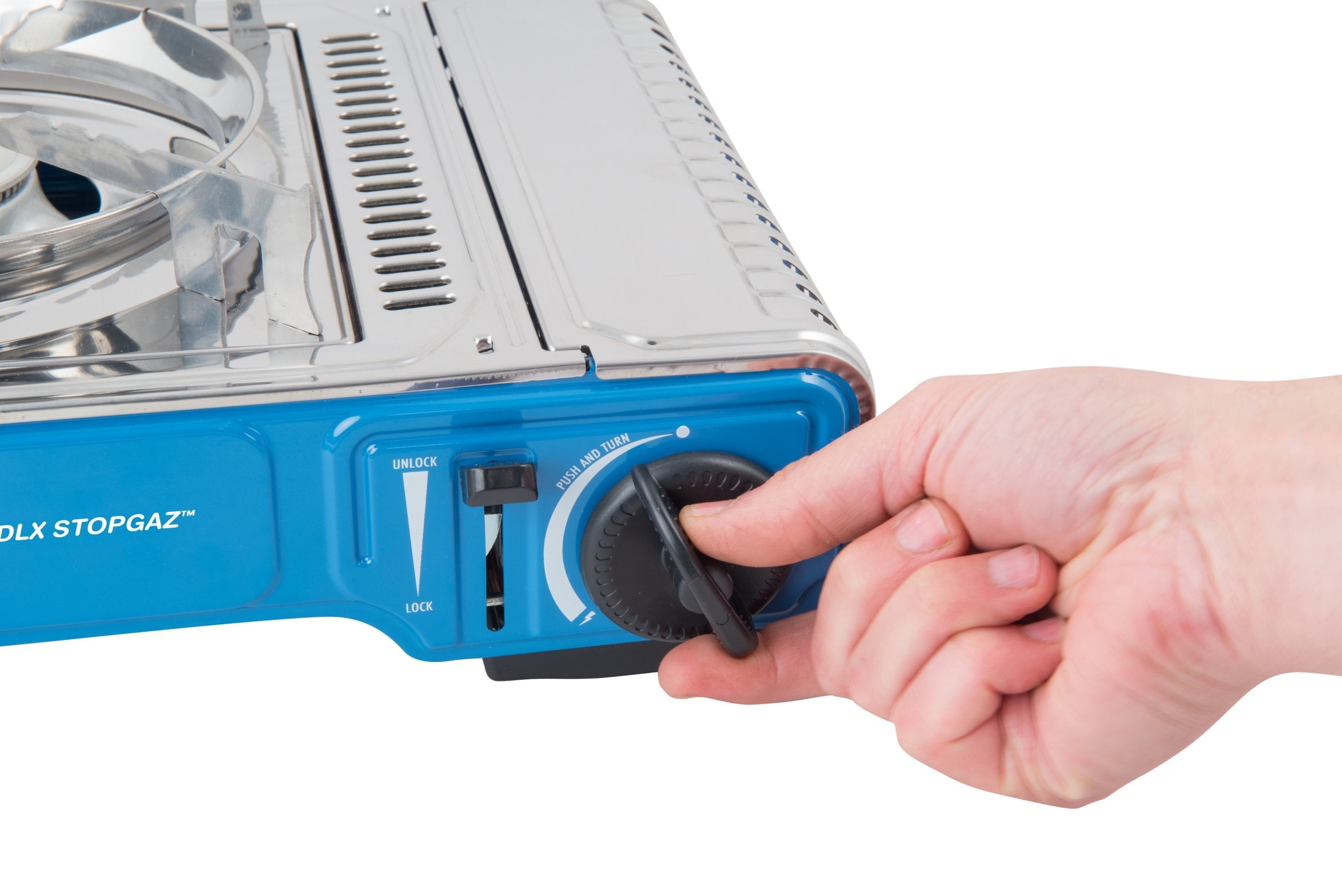 Cocina De Gas Campingaz Camp'Bistro Dlx Stopgaz (Plata/Azul, Cocina De Una Sola Llama De 2,2 Kw)