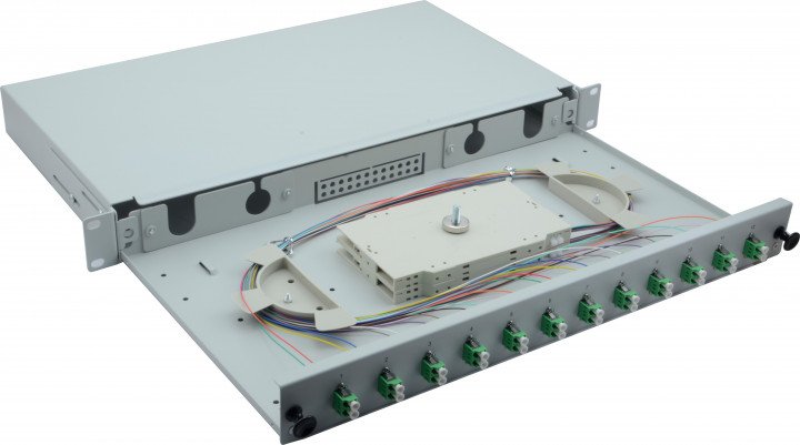 Helos Lwl 19" Spleissbox 12 X Lc/Apc Duplex Os2, Spleissfertig, Gris