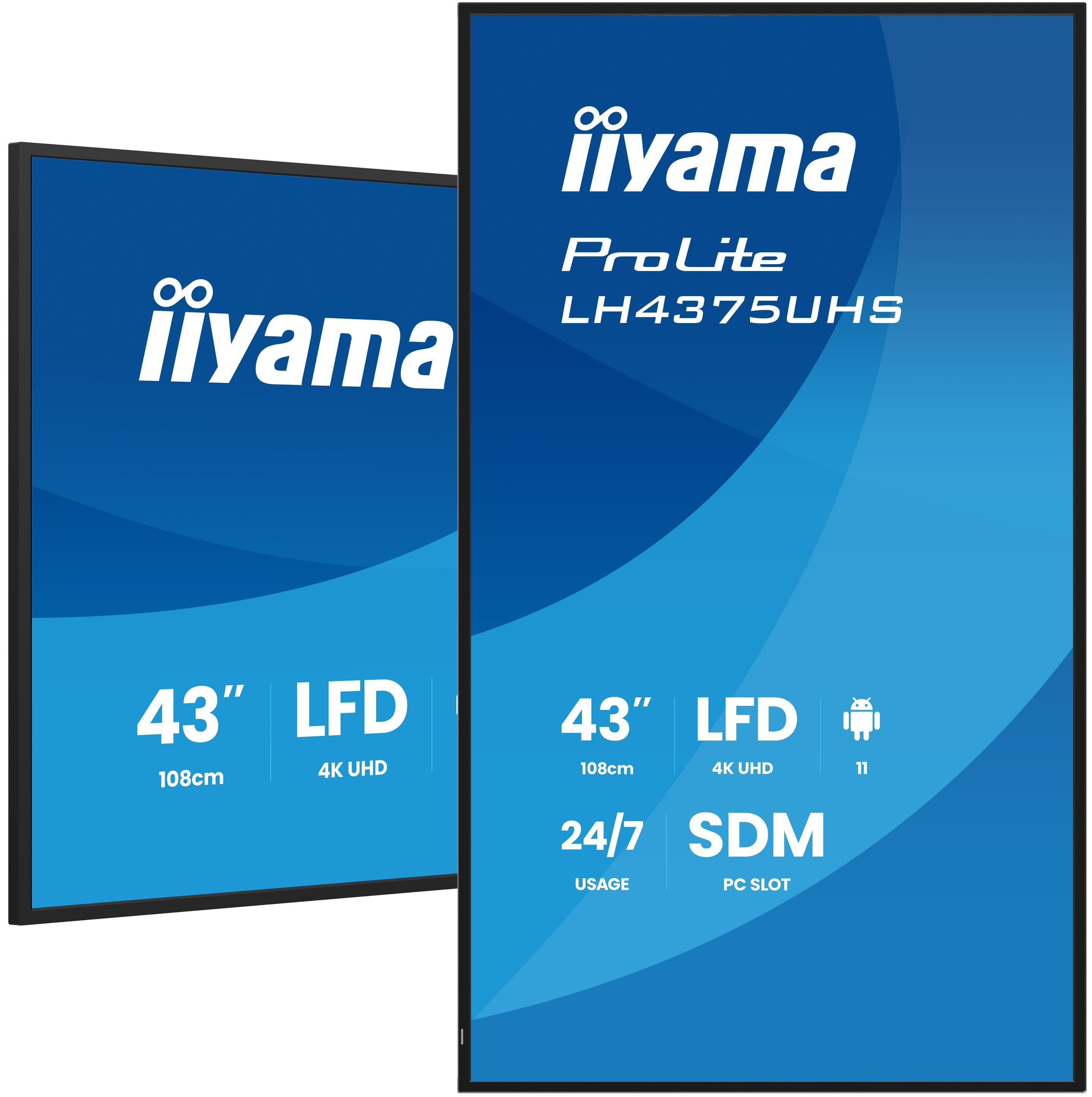 Iiyama 108cm (42,5") Lh4375uhs-B2ag 16:9 2xhdmi+3xdp+2xusb