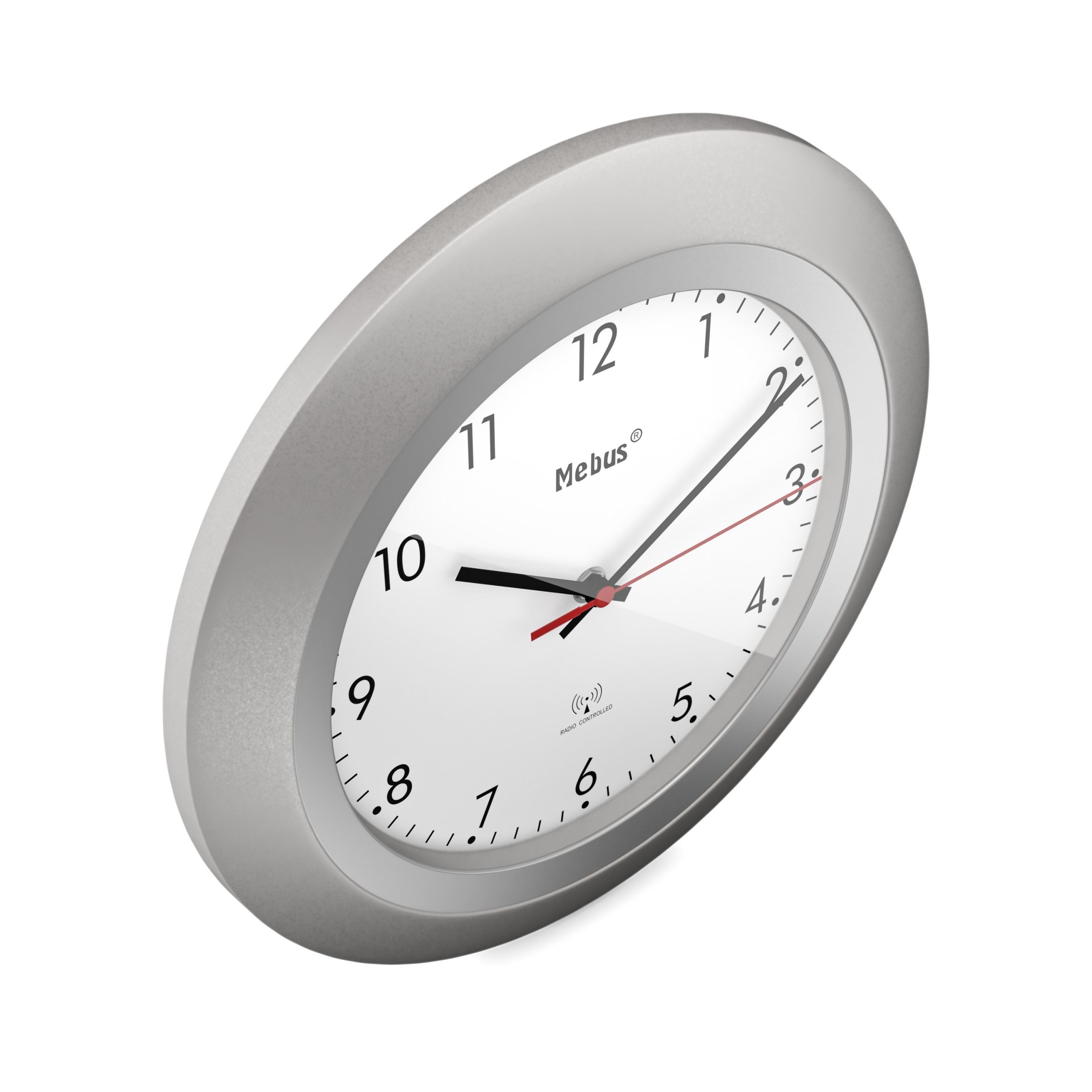Mebus 19448 Reloj De Pared Reloj De Pared Digital Alrededor Plata, Blanco