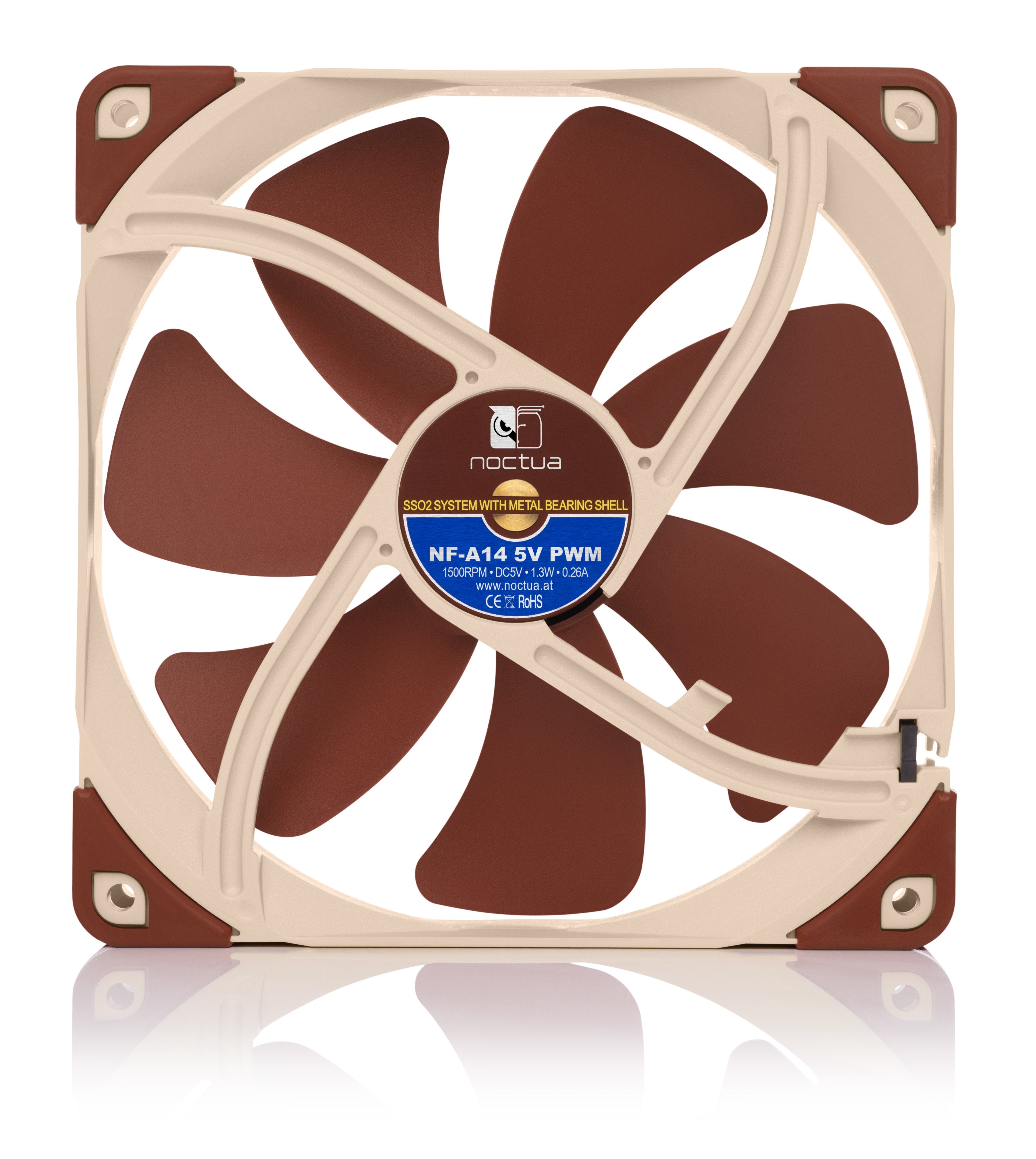 EAN 9010018100235 - Noctua NF-A14 Carcasa del ordenador Ventilador 14 cm Beige, Marrón imagen 3