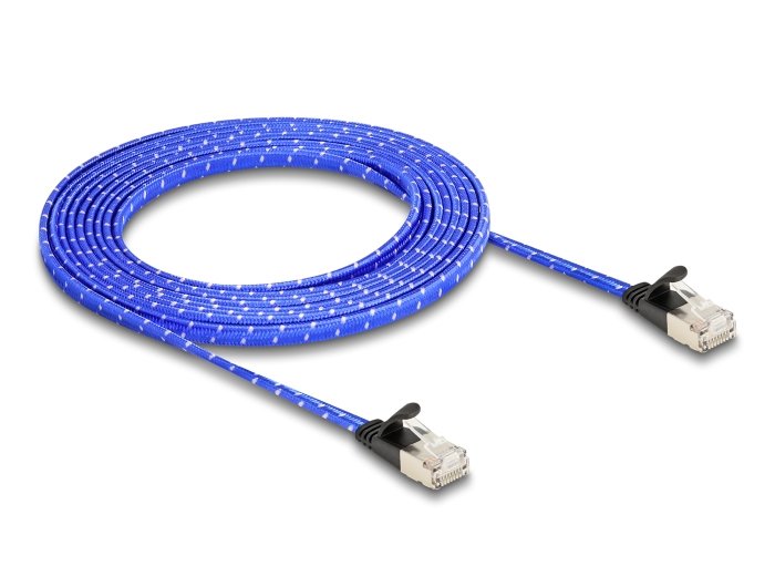 Delock Rj45 Cable De Red Plano Trenzado Cat.6a U/Ftp 3 M Azul