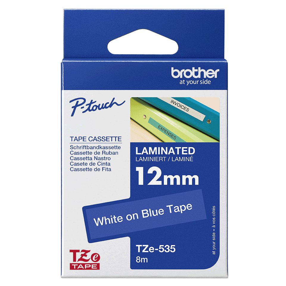 EAN 4977766686471 - Brother TZE-535 cinta para impresora de etiquetas Blanco sobre azul imagen 4