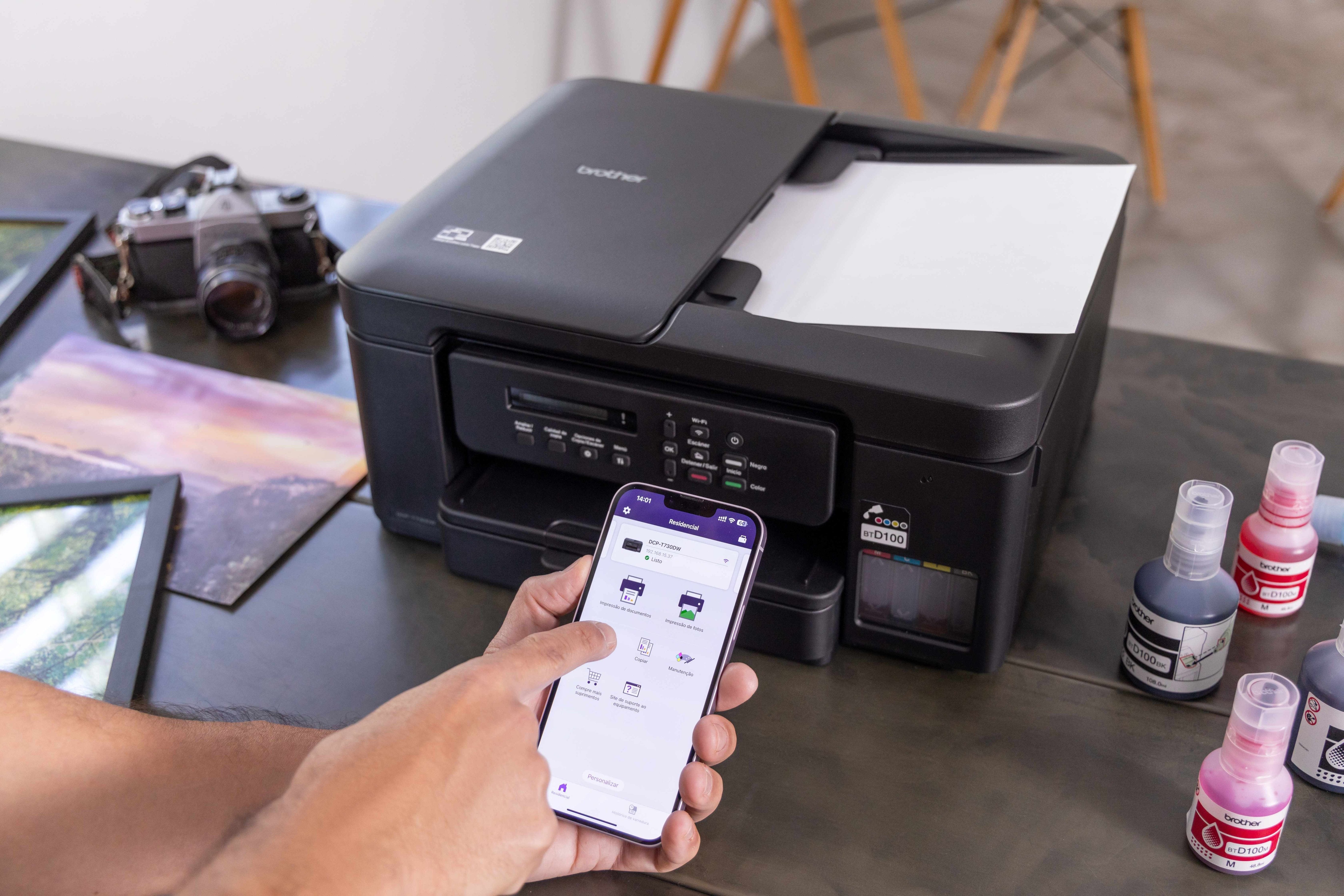 Impresora De Inyección De Tinta Inalámbrica 3 En 1 Brother Dcp-T730dw