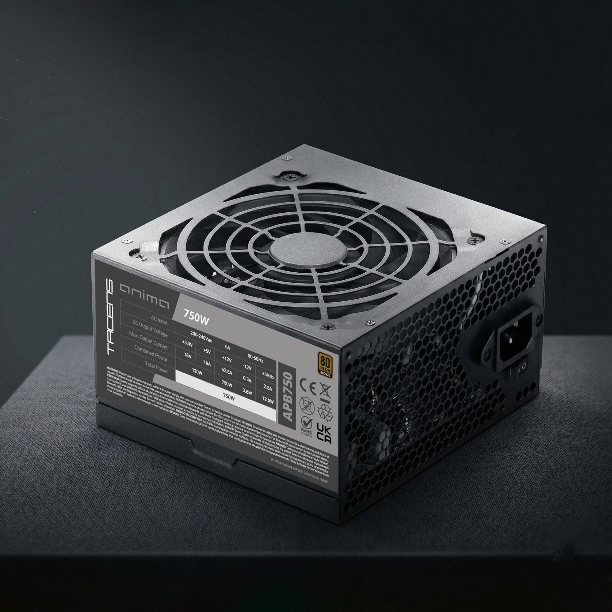 Fuente De Alimentacion Tacens Anima 750w Apb650 Atx 80 Plus Bronze Pfc Activo 14db 12cm Fan