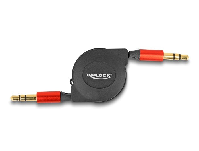 Delock 85369 Cable Retráctil De Audio Con Conector Estéreo De 3,5 Mm Y 3 Pines Macho A Macho De 90 Cm