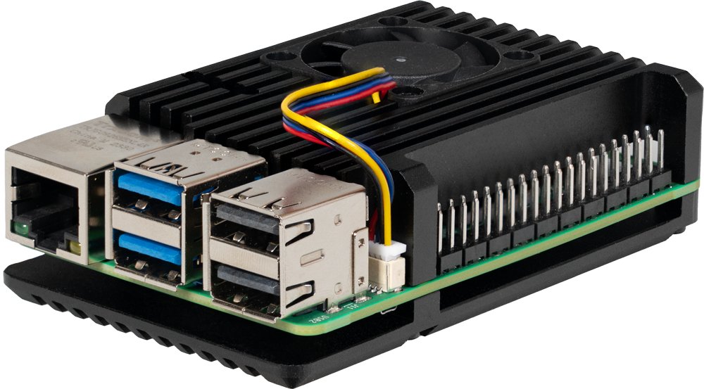 Carcasa De Aluminio Joy-It Para Raspberry Pi 5 Negra, Armor Case Block Active Rb-Alucasep5-07fan