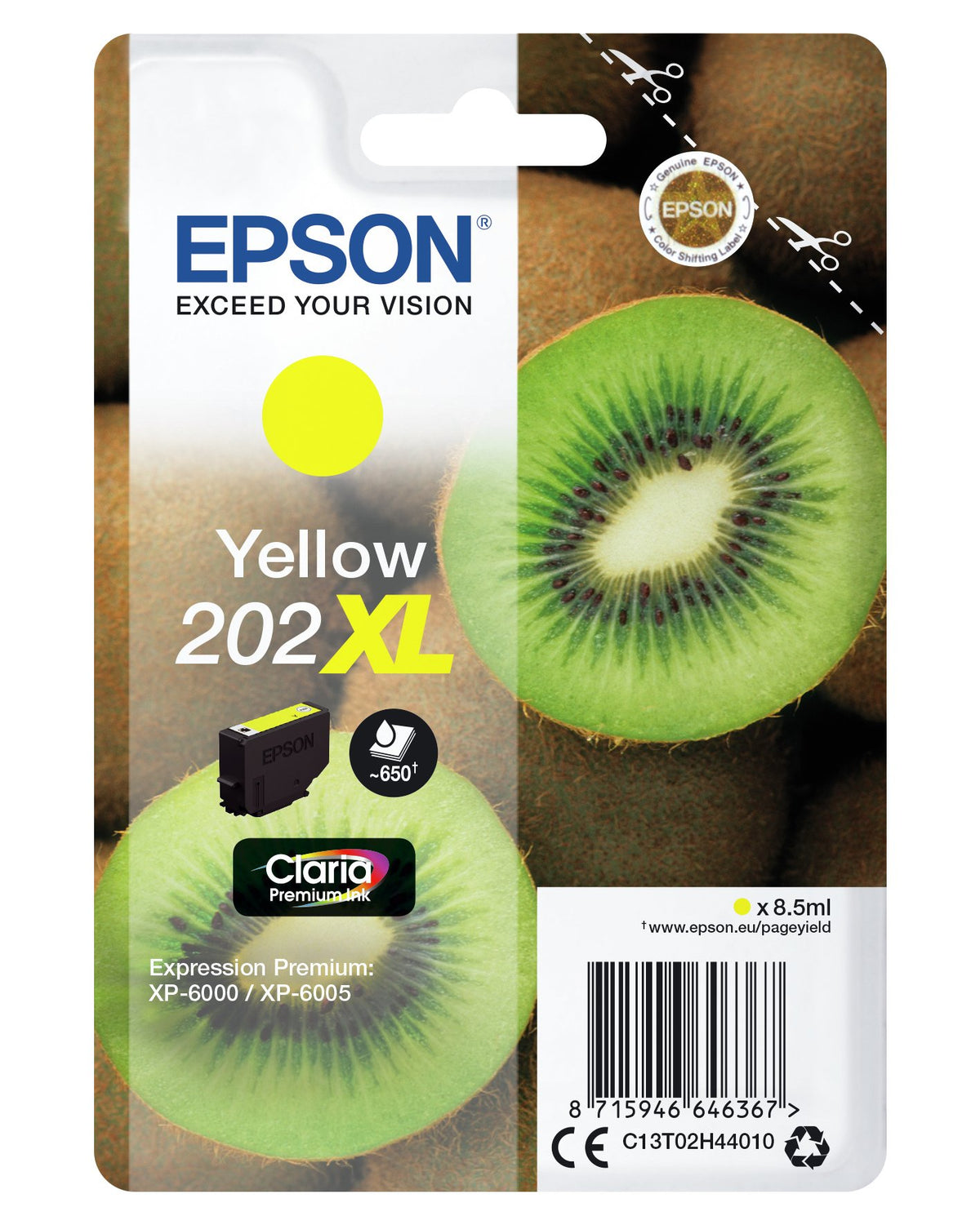 EAN 8715946646367 - Epson Kiwi 202XL cartucho de tinta 1 pieza(s) Original High (L) Yield Amarillo imagen 8