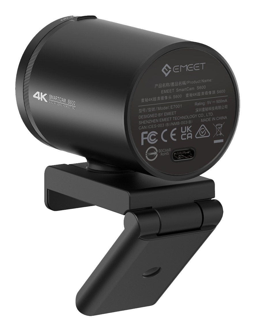 Emeet Smartcam S600 4k Negro 30fps Autoenfoque Micrófono Webcam