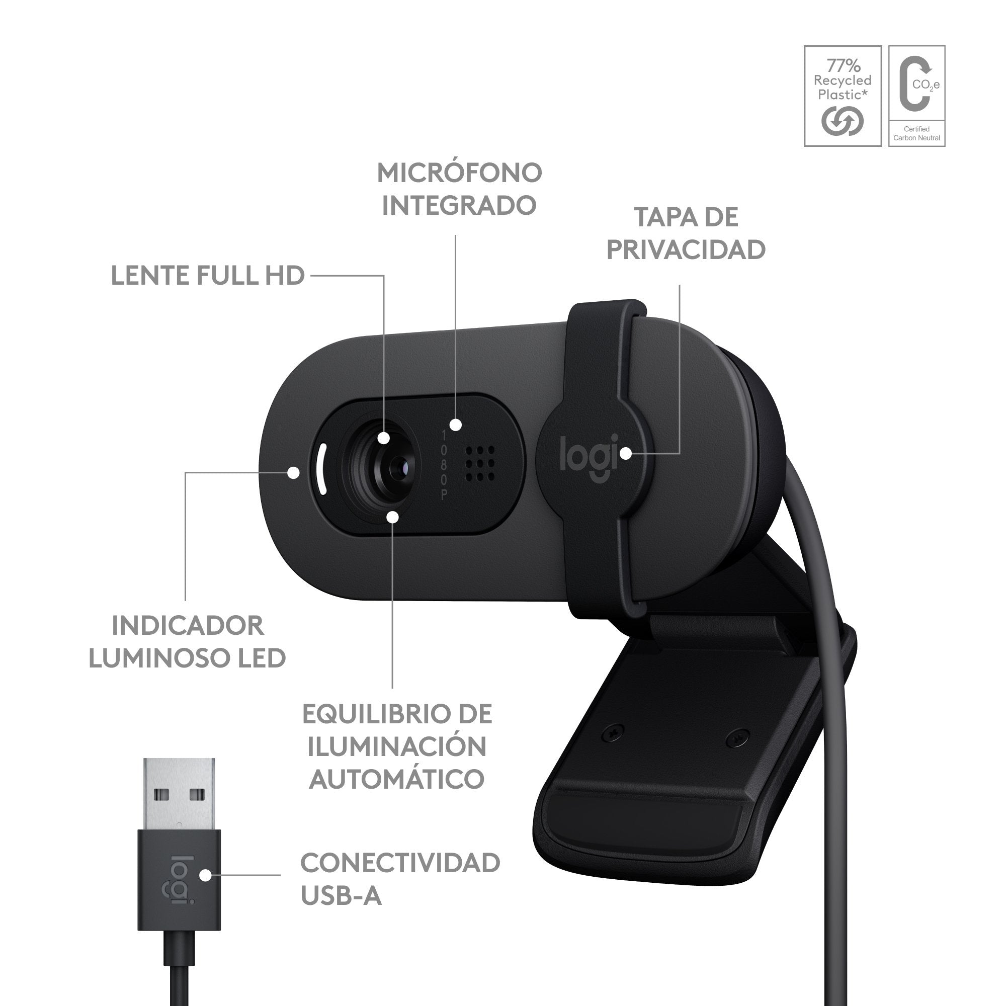 EAN 5099206113268 - Logitech 960-001585 cámara web 2 MP 1920 x 1080 Pixeles USB Grafito imagen 11