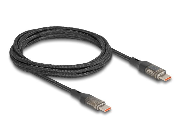 Delock 85409 Cable De De Datos Y Carga Rápida Usb 2.0 Usb Type-C Macho A Macho Pd 3.0 100 W Con Indicación De Potencia Transparente 2 M