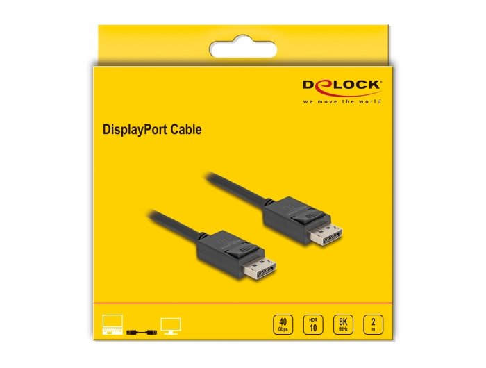 Delock 80493 Cable Displayport 16k 30 Hz / 8k 60 Hz 40 Gbps 2 M