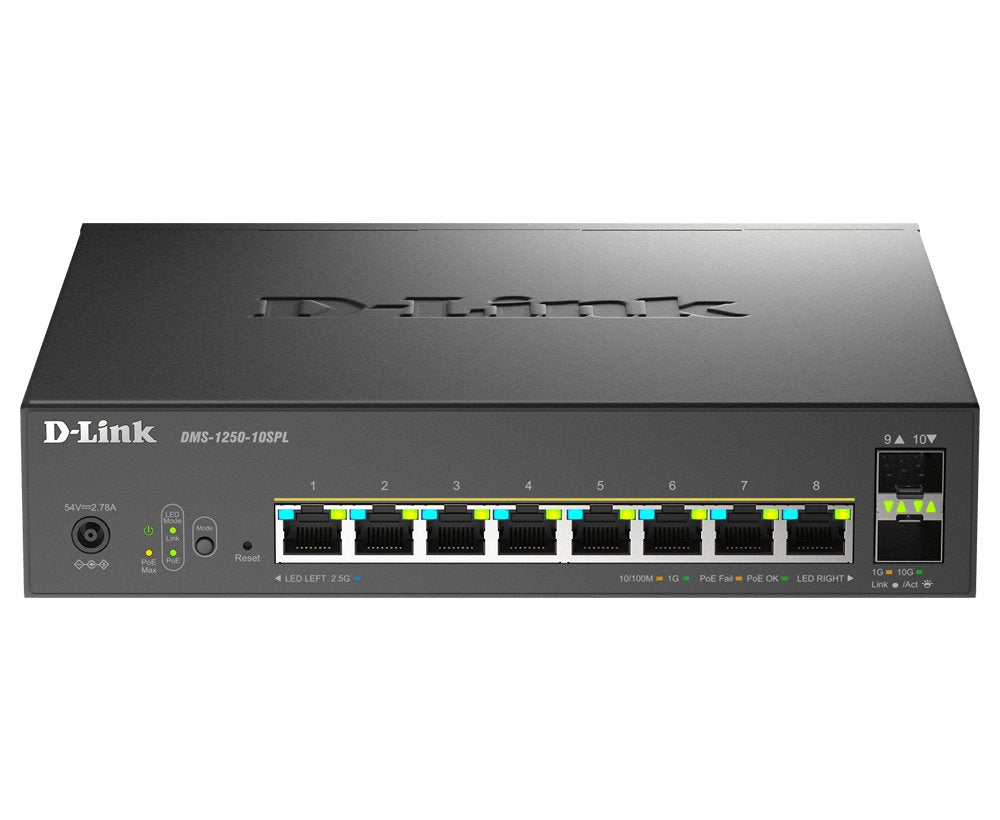 Switch Gestionable D-Link Dms-1250-10spl 8x Multigigabit 2.5g Poe+ 2x10g Sfp+ 120w