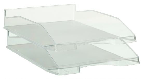 Archivo 2000 Bandeja Archivo 2000 Apilable En 3 Posiciones Fondo Liso Formato Din A4 Y Folio 345x255x60 Mm Cristal Transparente
