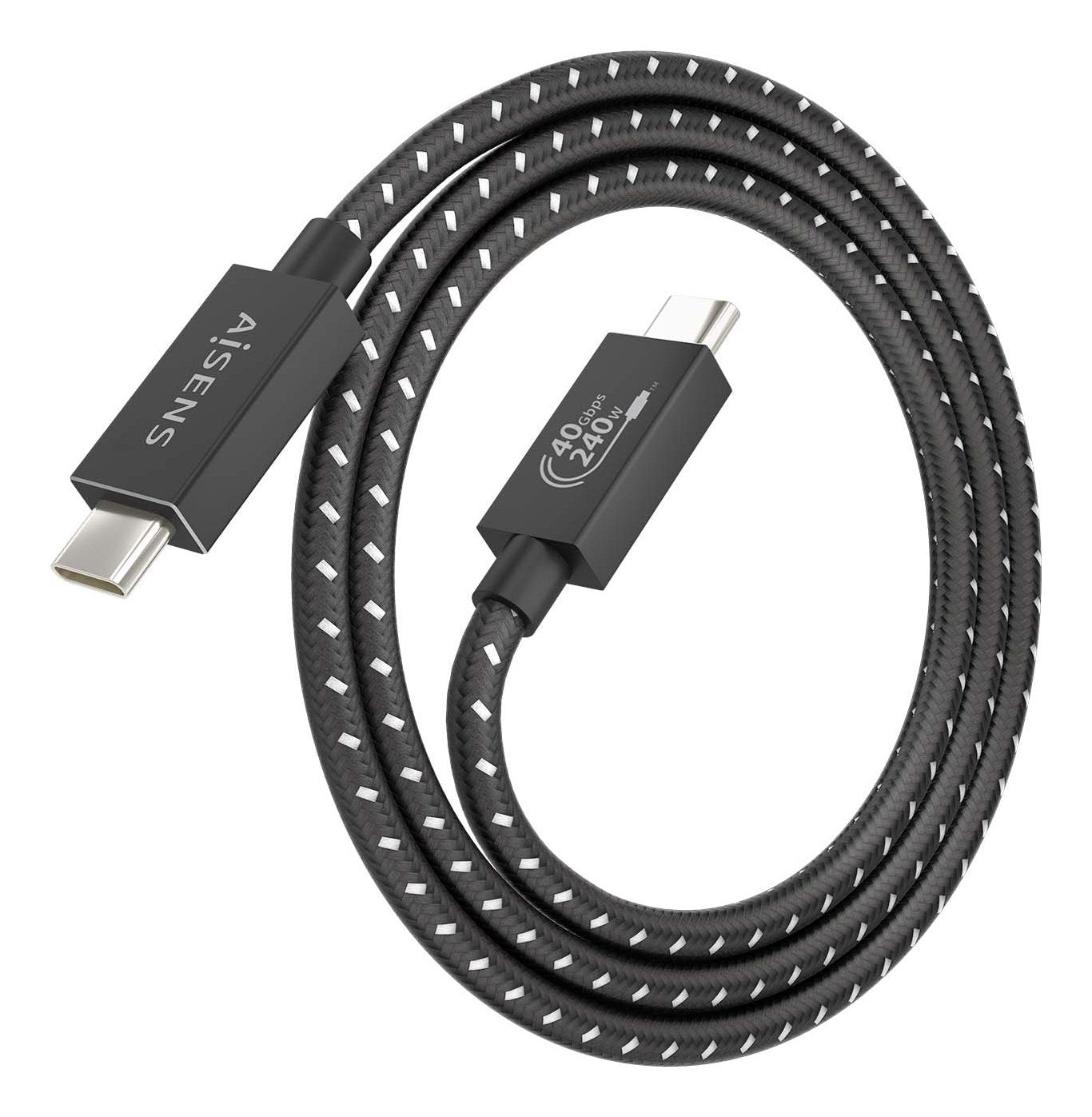 Cable Aisens Usb4 Gen3x2 Aluminio 40gbps 8k@60hz 5a 48v 240w E-Mark, Tipo Usb-C/M-Usb-C/M, Negro, 1.0m