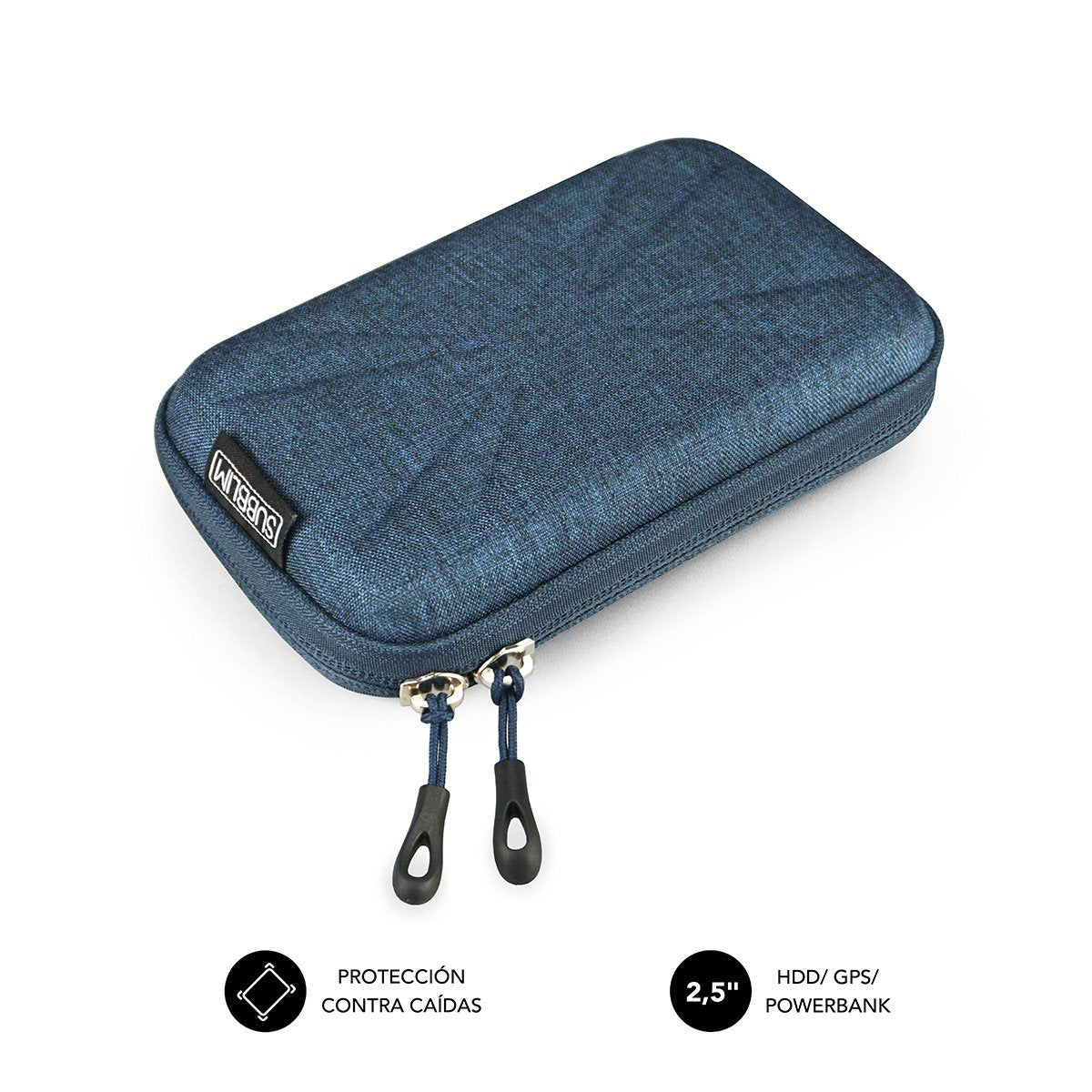 Funda Subblim Hdd Business Dark Blue Para Disco De 2.5'/6.35cm Exterior Rígido Interior Acolchado Bandas Elásticas