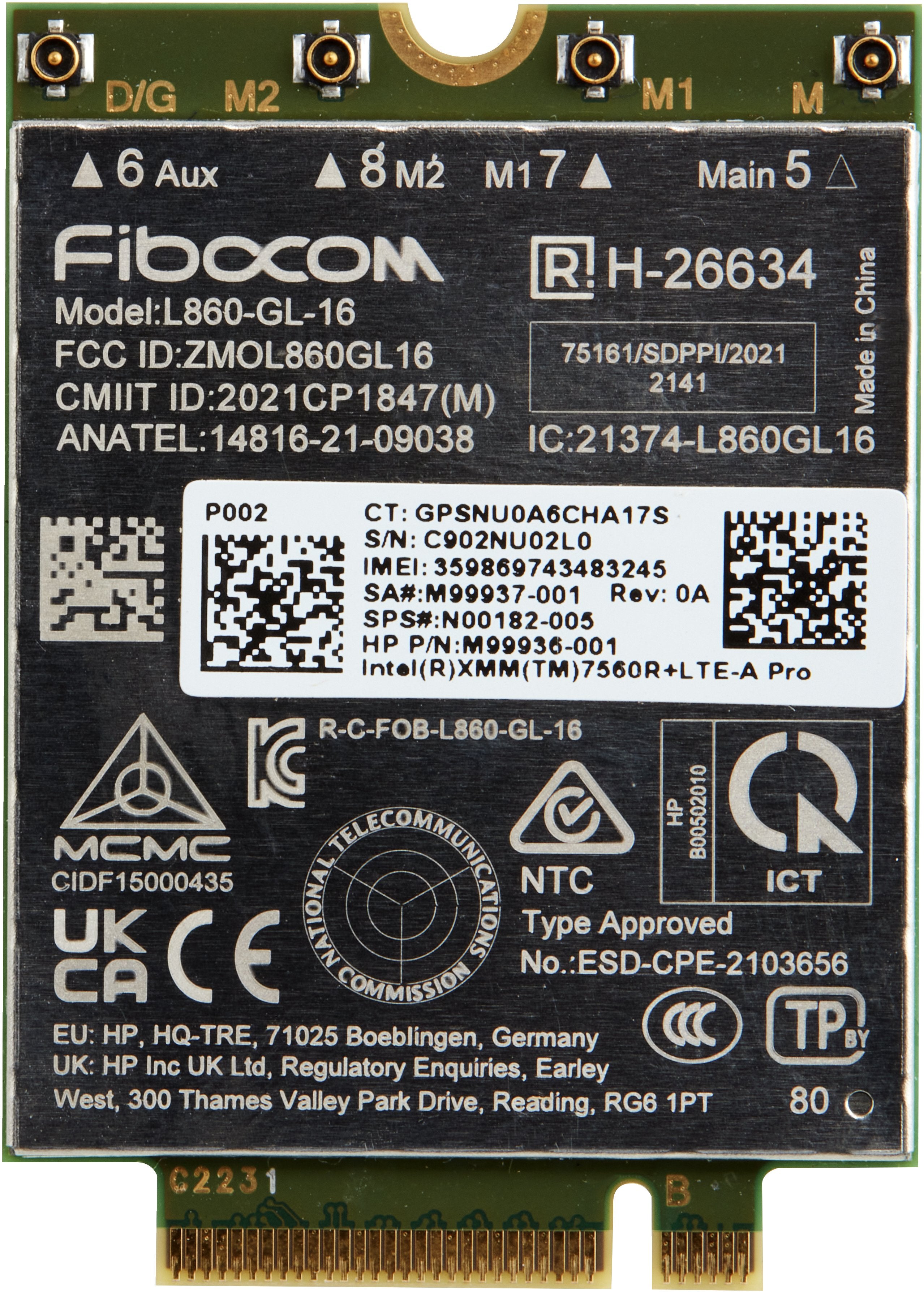 EAN 0197192887684 - HP XMM 7560 R+ LTE-Advanced Pro WWAN tarjeta y adaptador de interfaz Interno imagen 1