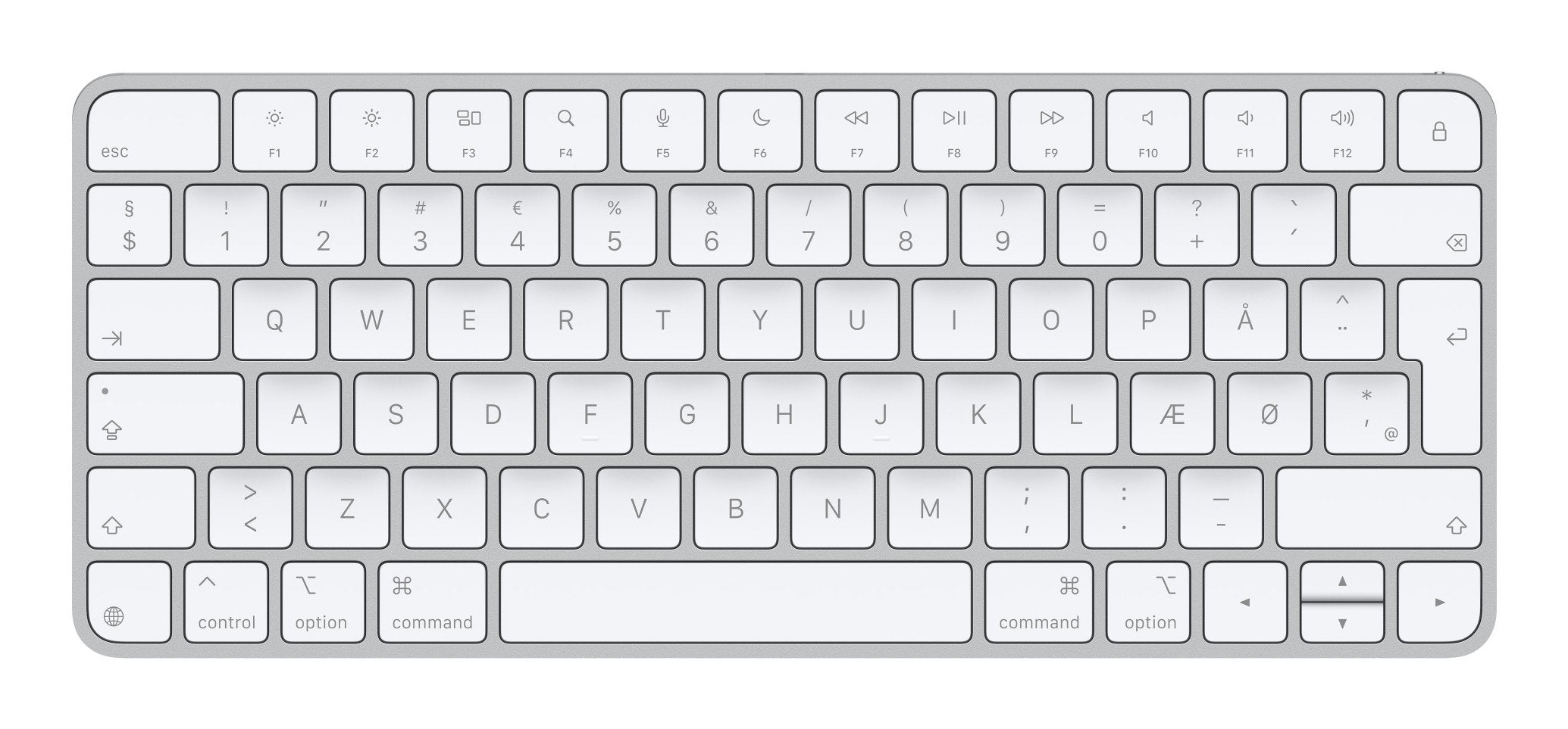 Apple Magic Keyboard, Teclado Plateado/Blanco, Distribución Dk Mxcl3dk/A