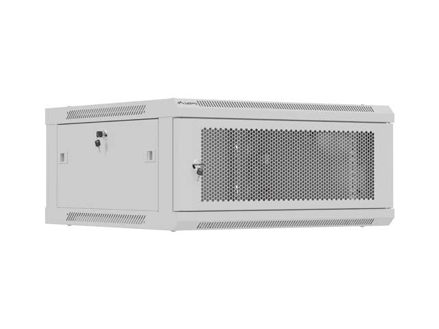 Lanberg Rack Cabinet 19in Wall-Mount 4u 600x600 Flat Pack With Perforated Door Grey