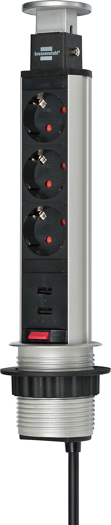 Brennenstuhl 1396200013 Base Múltiple 2 M 3 Salidas Ac Interior Aluminio, Negro