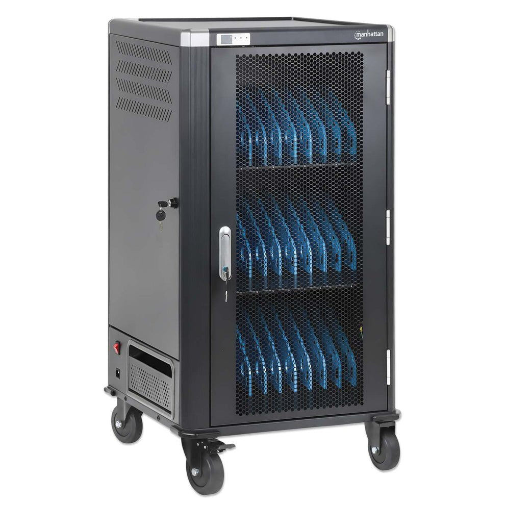 Manhattan Carro De Carga Para 30 Portátiles (Hasta 16"), Carga Mediante Adaptadores Ac (Eu) (Requiere Instalación De Cables De Alimentación De Los Dispositivos), Compatible Con Todos Los Portátiles, Ipad Y Macbook, Compartimentos 380×30×280