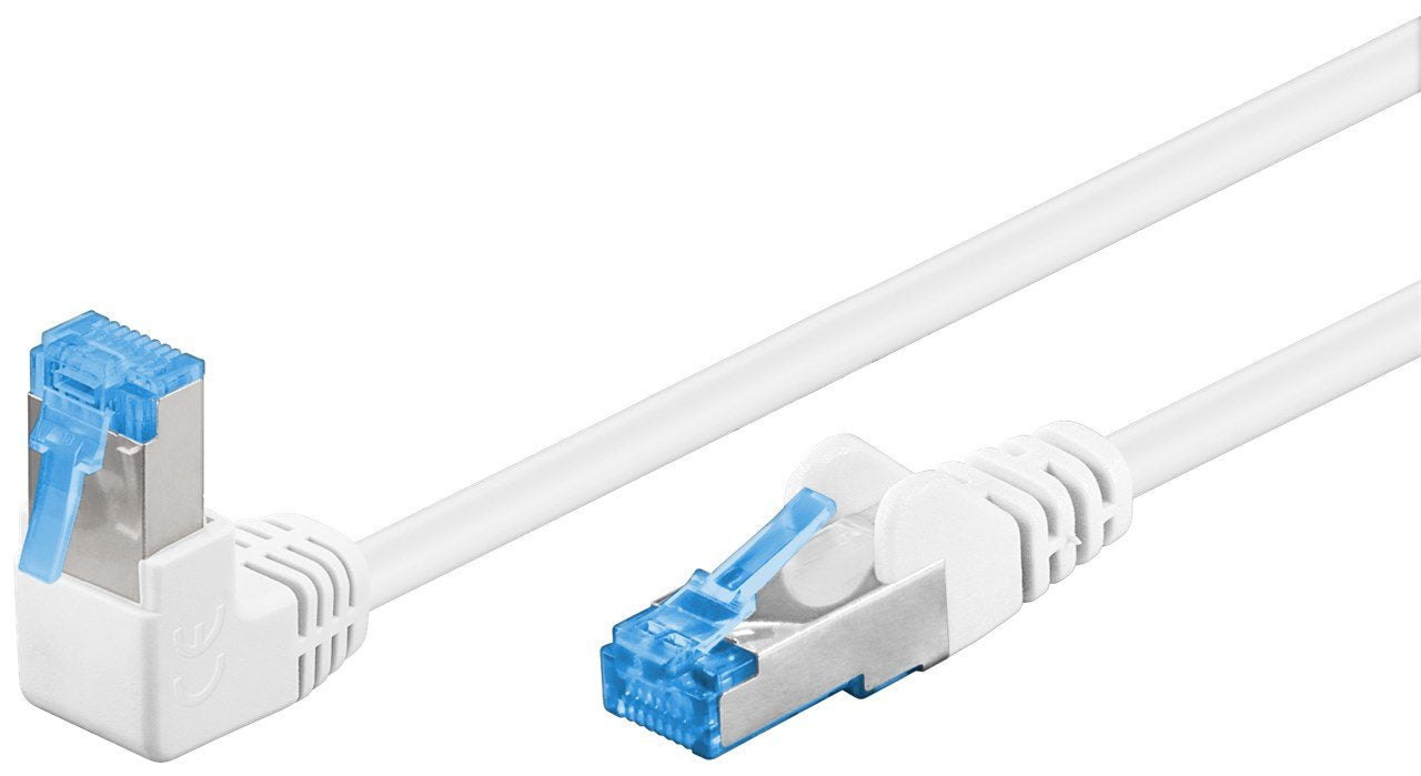 Latiguillo Cat 6a, S/Ftp, 3.00 M, Blanco, Cu-Lszh 1 X Conector 90º Goobay