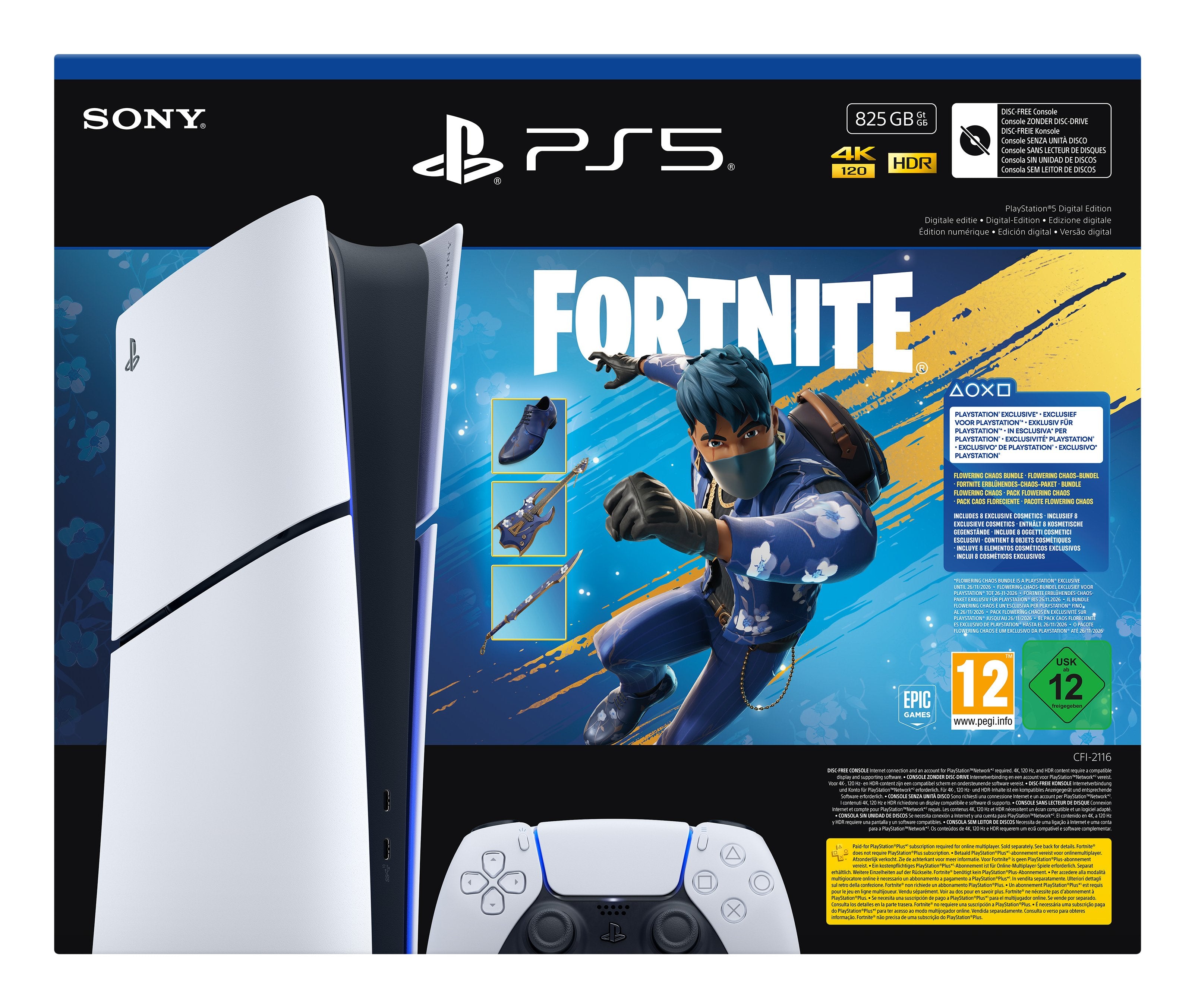 EAN 0711719021735 - Sony PlayStation 5 Digital Edition - Fortnite Flowering Chaos Bundle 825 GB Wifi Negro, Blanco imagen 2