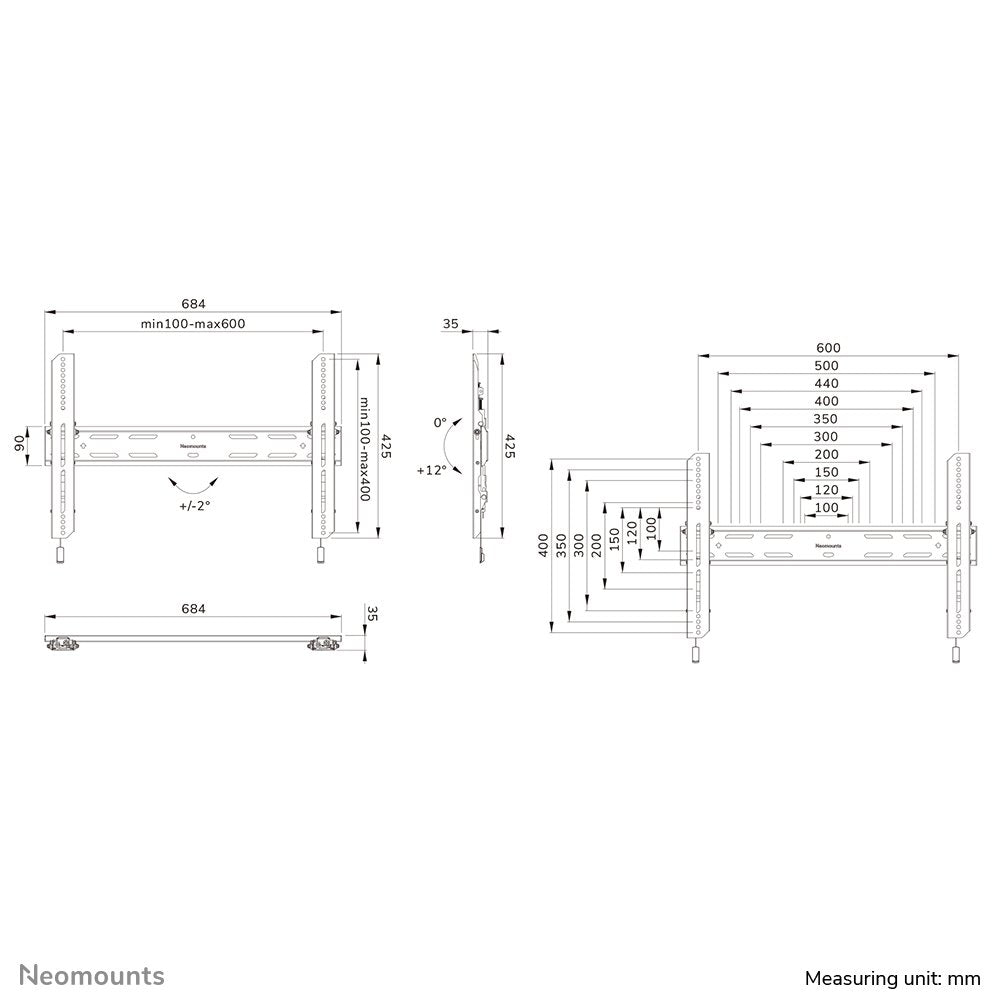 Soporte De Pared Para 40-82" 70kg Wl35s-850bl16 Neomounts