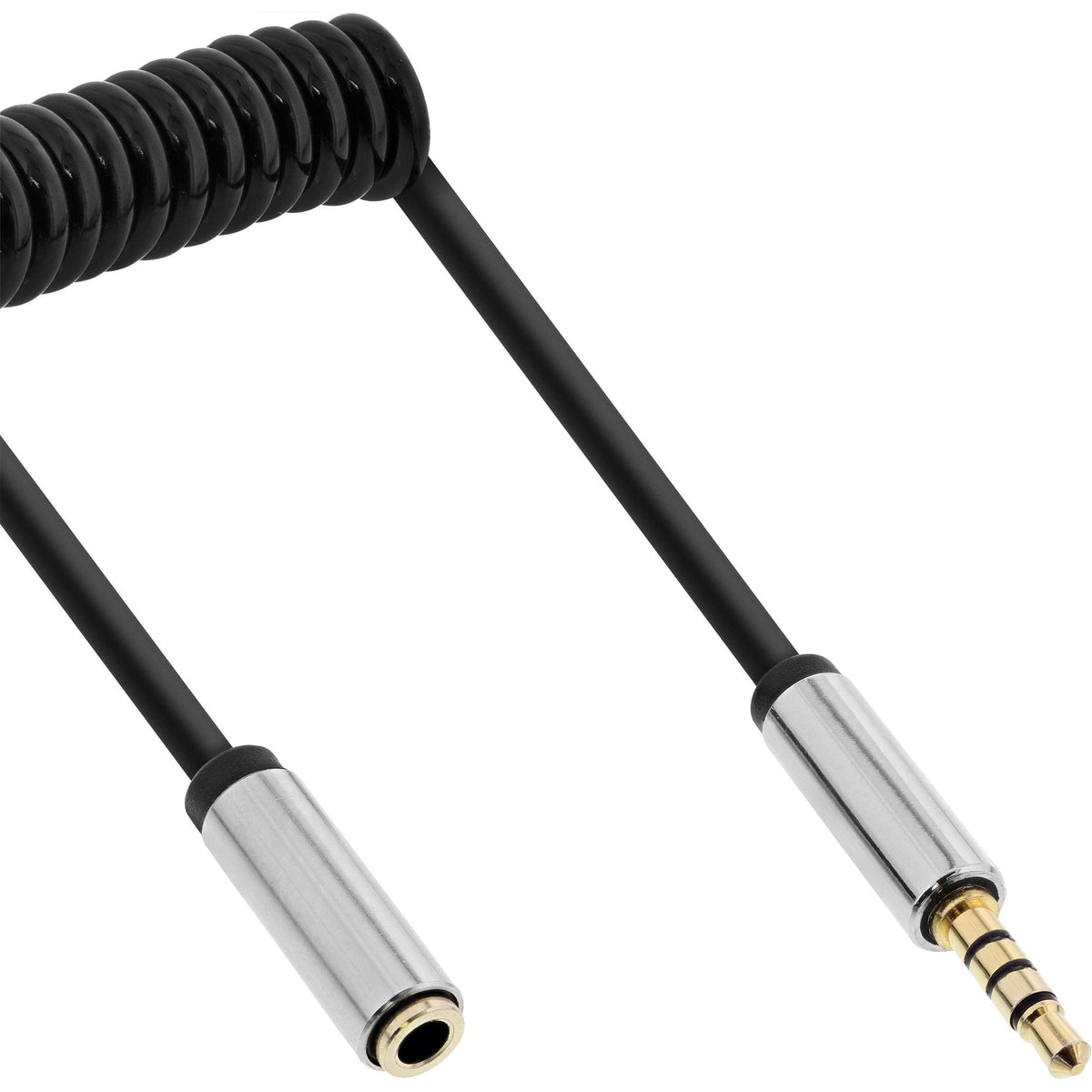 Cable Espiral Inline Slim Audio 3,5mm M/H, 4 Pines, Estéreo, 1m
