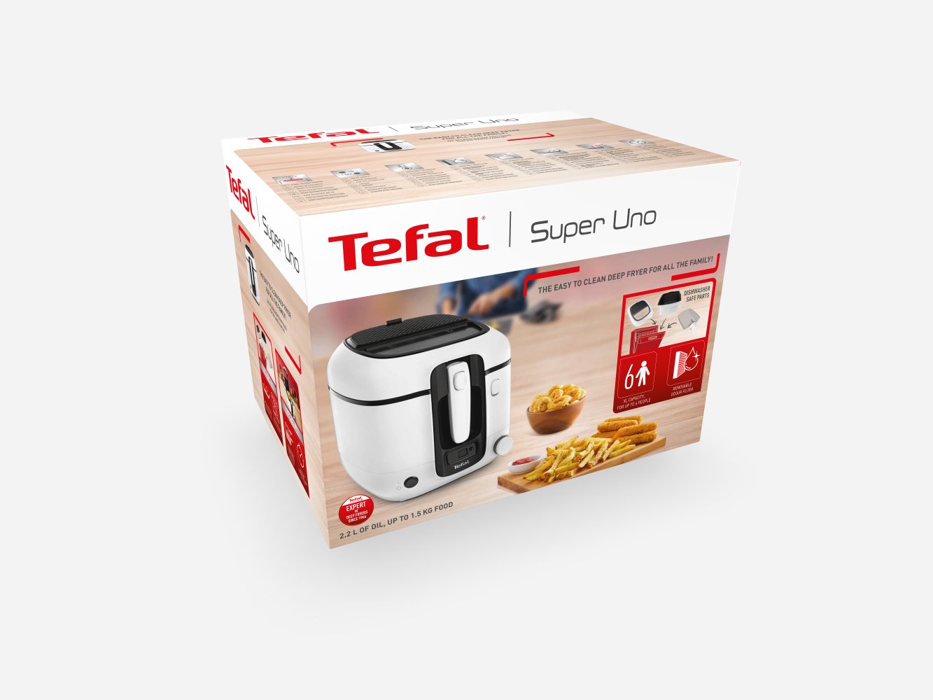 Freidora Tefal Super Uno Fr3140, Blanco/Negro, Con Temporizador Fr3140