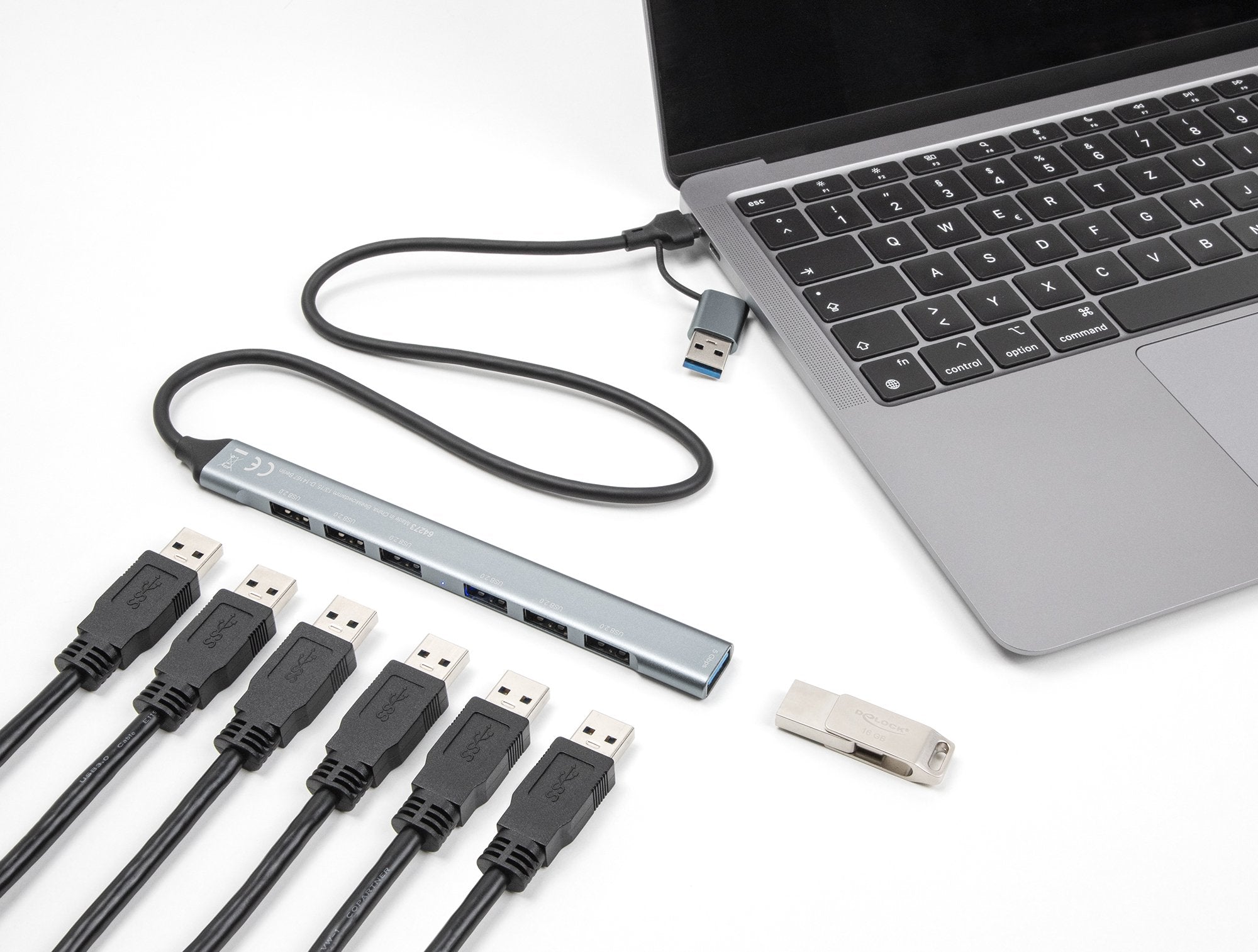 Hub Delock 7 Port Slim Usb Con Usb Type-C Oder Usb Typ-A