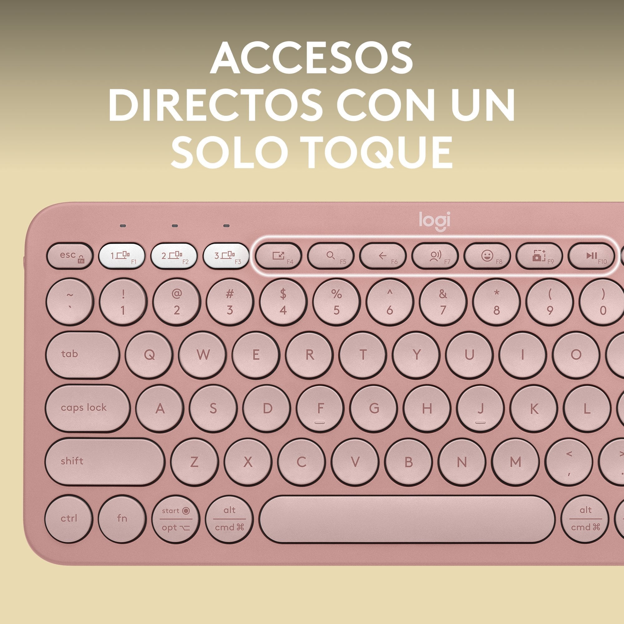 Teclado Español Logitech Pebble Keys 2 K380s Rf Wireless + Bluetooth Qwerty Rosa