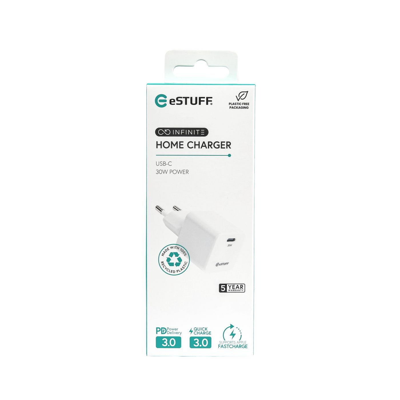 Infinite Usb-C Charger Eu Pd - 30w Gan. 1 X Usb-C. White. - Recycled Plastic - Warranty: 60m