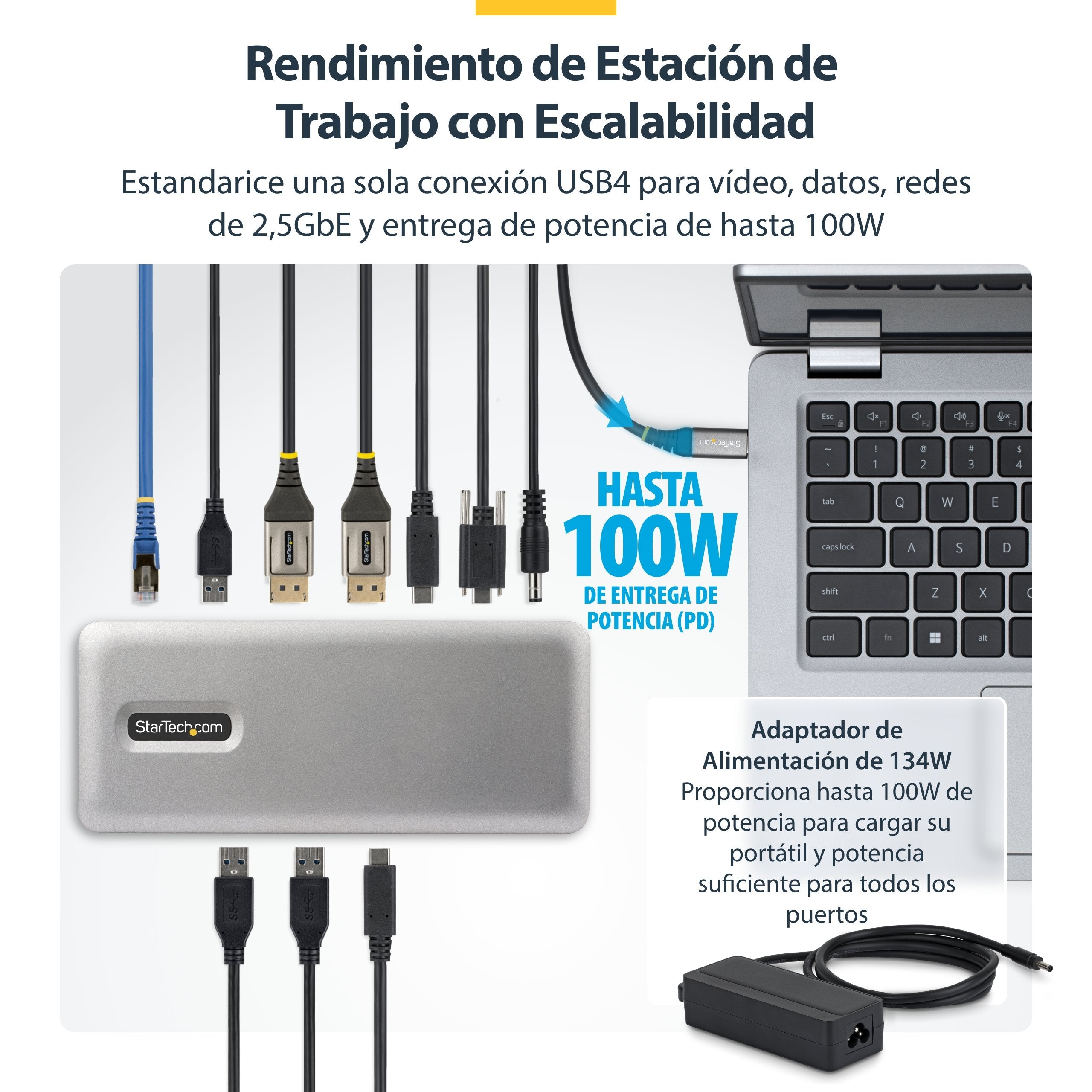 EAN 0065030921930 - StarTech.com 208UE-USB4-DOCK base para portátil y replicador de puertos Alámbrico Gris imagen 8