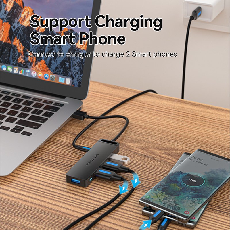 Hub Usb 3.0 Vention Chlbd 4xusb Microusb Pd 50cm