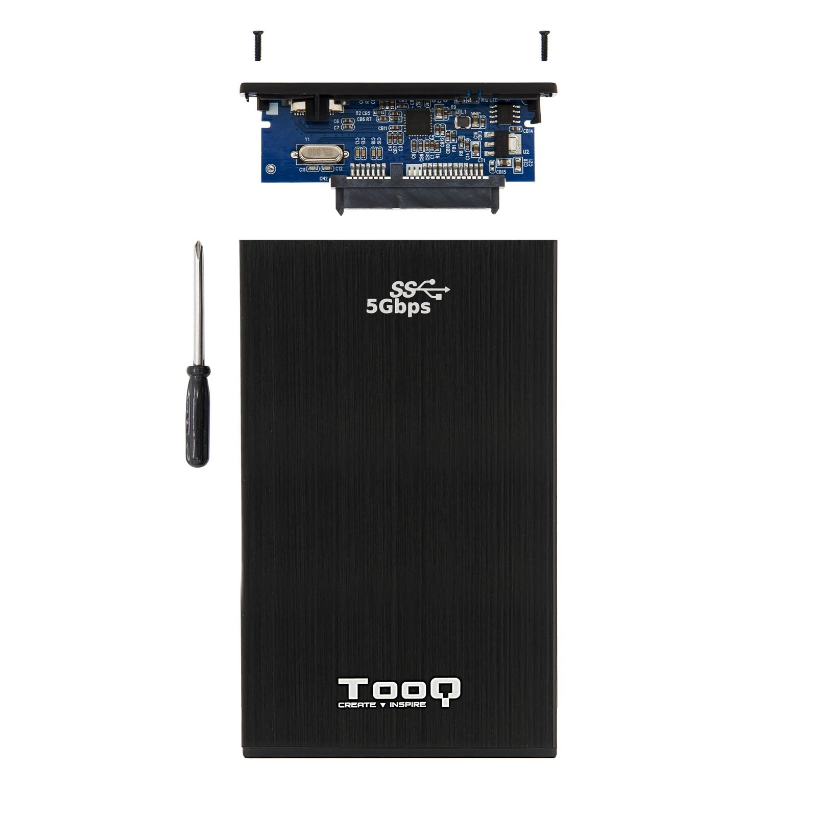 Tooq Carcasa Externa Hdd/Sdd 2.5" Hasta 9,5mm Sata Usb 3.0/3.1 Gen 1 - Negro