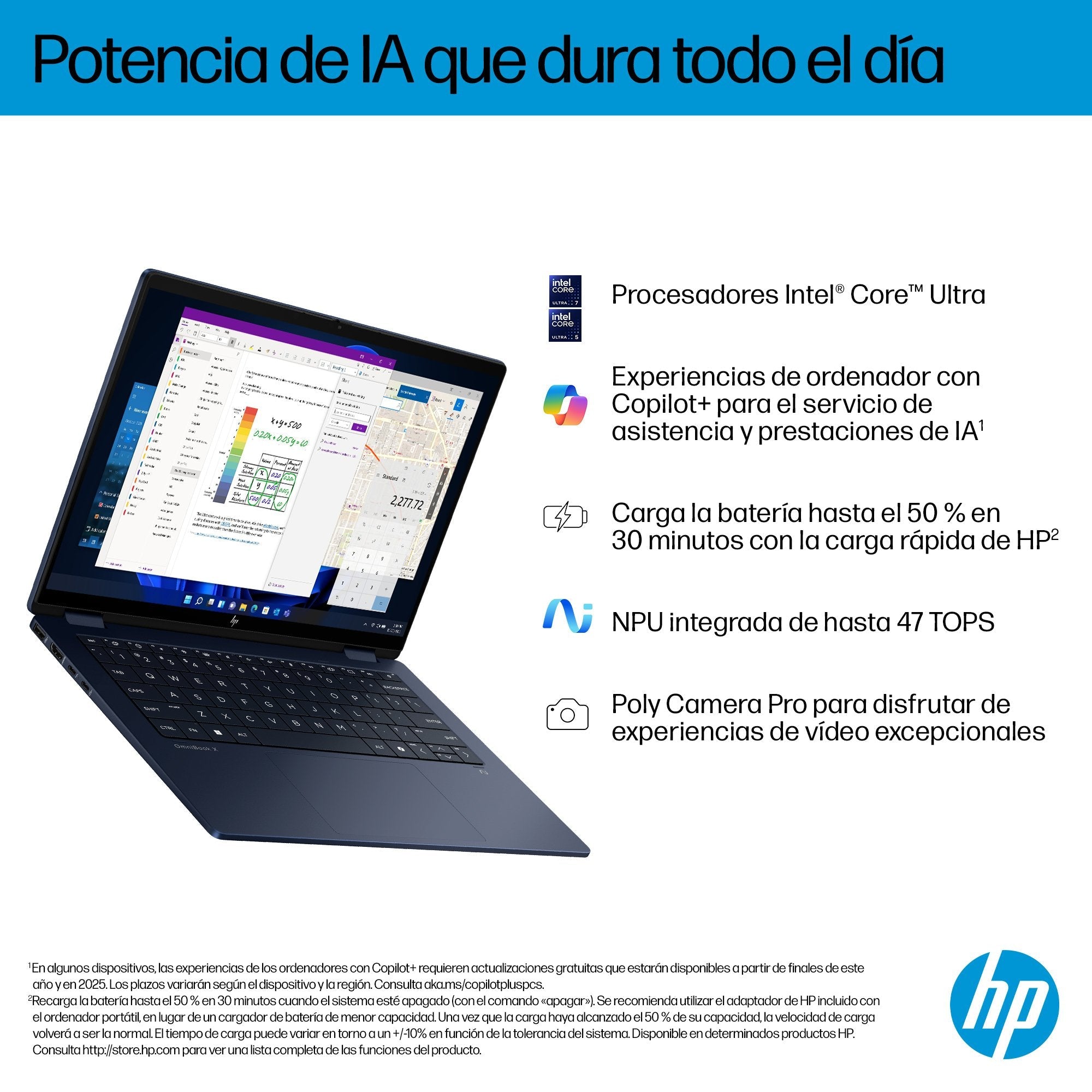 Portátil Hp Omnibook X 14-Fm0009ns U7-258v-Evo 32gb 1tb 16" W11h Blue