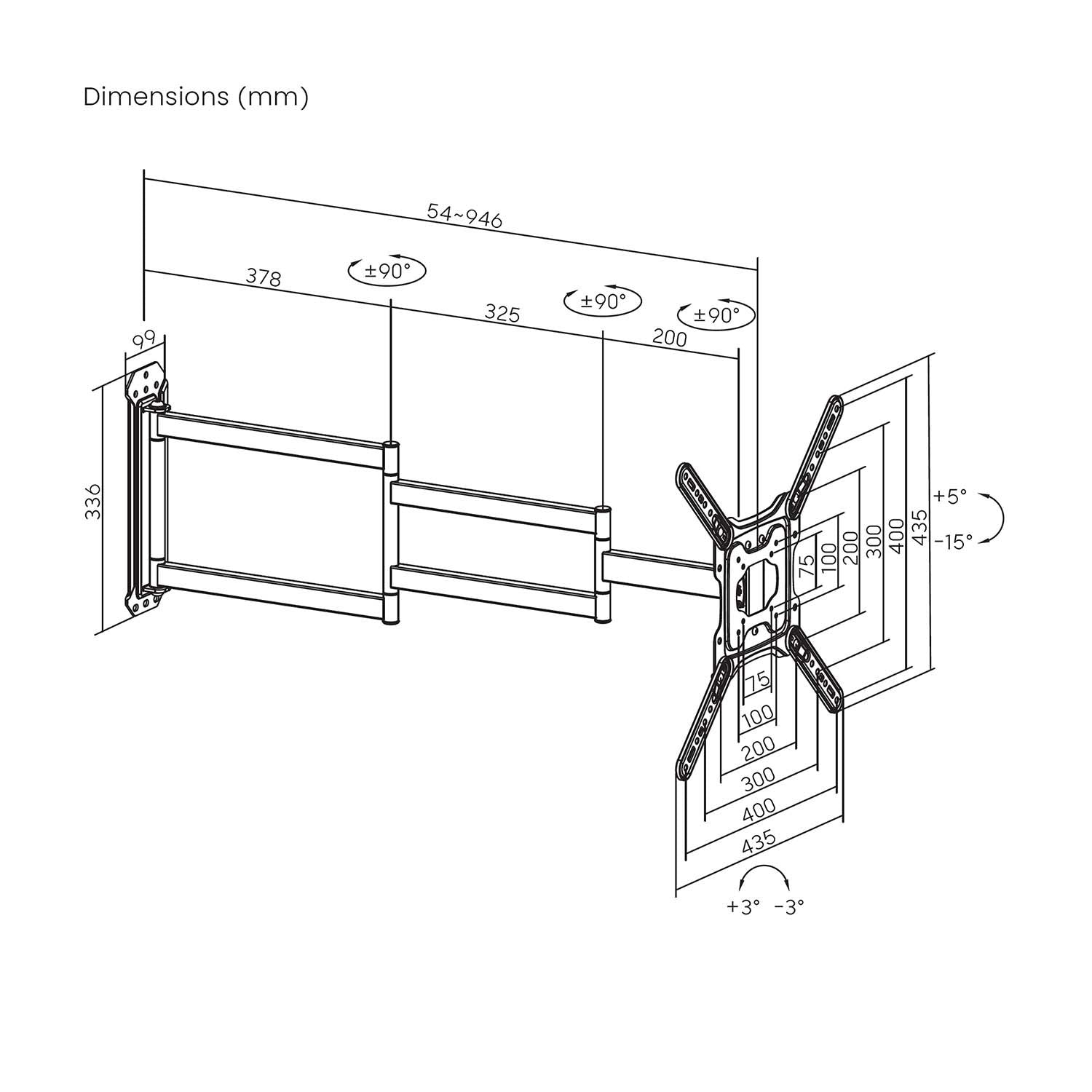 Aisens Soporte Eco Giratorio, Inclinable Y Nivelable Para Monitor/Tv 35kg De 23-65, Negro
