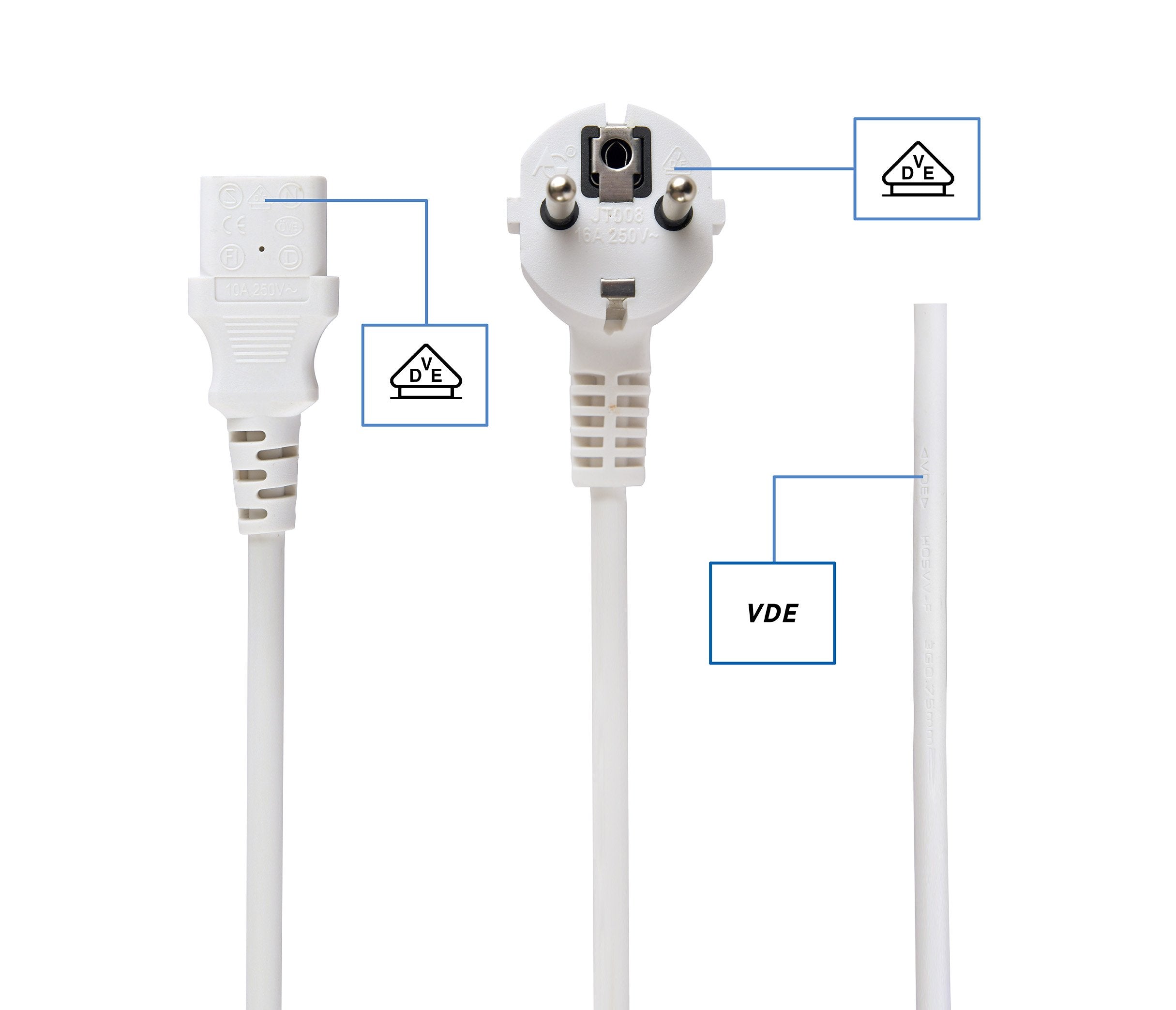 EAN 8716309026666 - Gembird PC-186W-VDE cable de transmisión Blanco 1,8 m CEE7/4 imagen 3