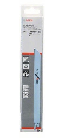 Hoja De Sierra De Sable Bosch Professional S 1122 Ef Flexible Para Metal, 25 Piezas, Longitud 200 Mm 2608657553
