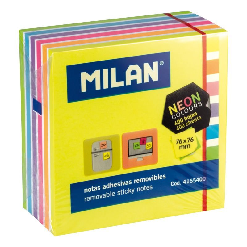 EAN 8411574060482 - Milan 4155400 nota autoadhesiva Plaza Azul, Verde, Lila, Naranja, Rosa, Blanco, Amarillo 400 hojas Autoad imagen 1