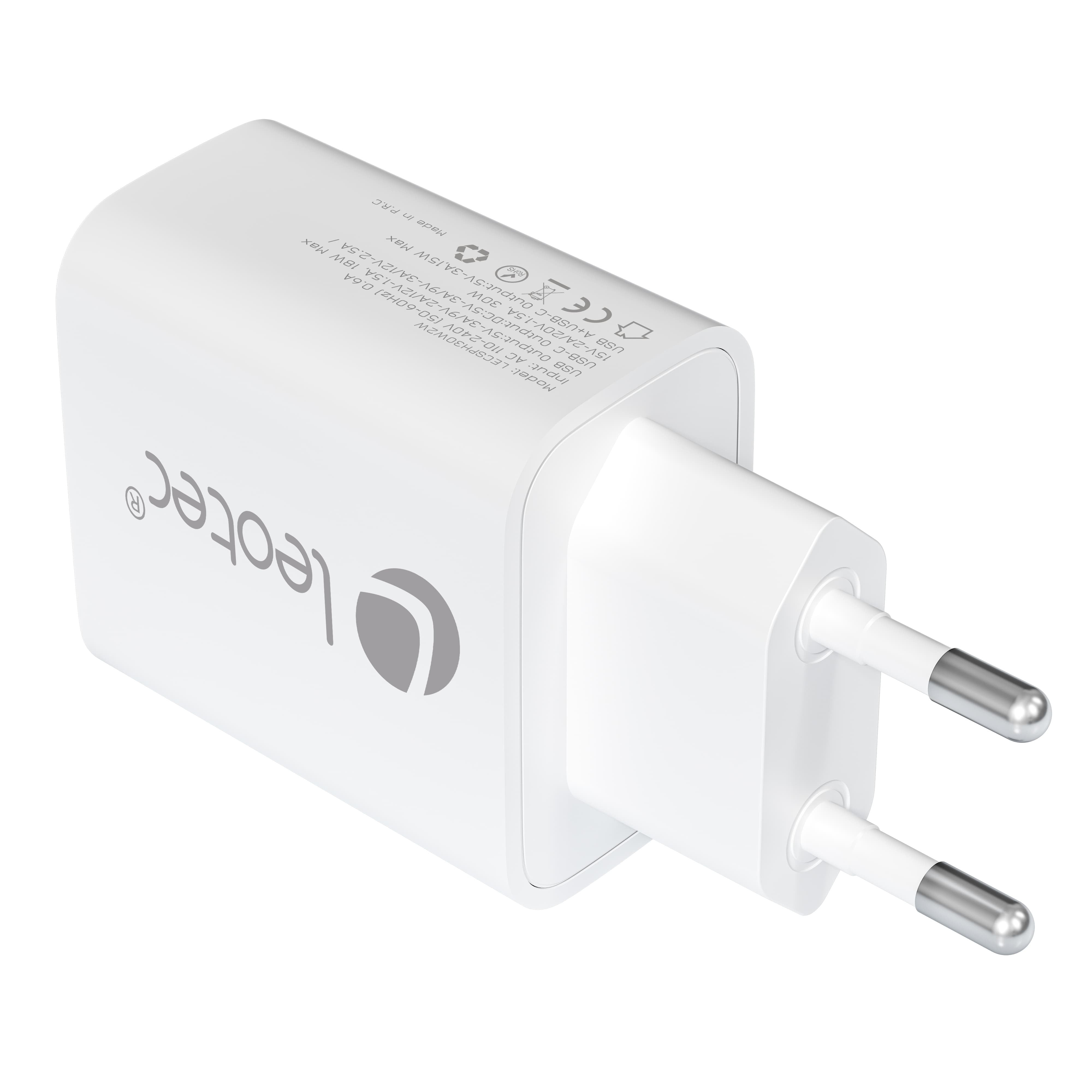EAN 8436588883094 - Leotec LECSPH30W2W cargador de dispositivo móvil Corriente alterna Interior imagen 1