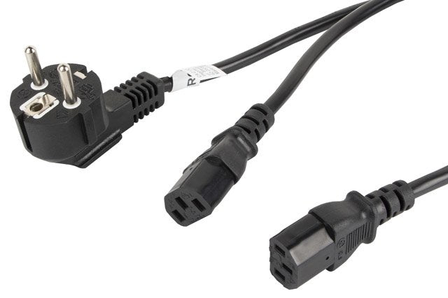 Lanberg Cable De Alimentacion Ca-C13c-13cc-0018-Bk Conectores Schuko / 2xiec320 C13 2 Metros