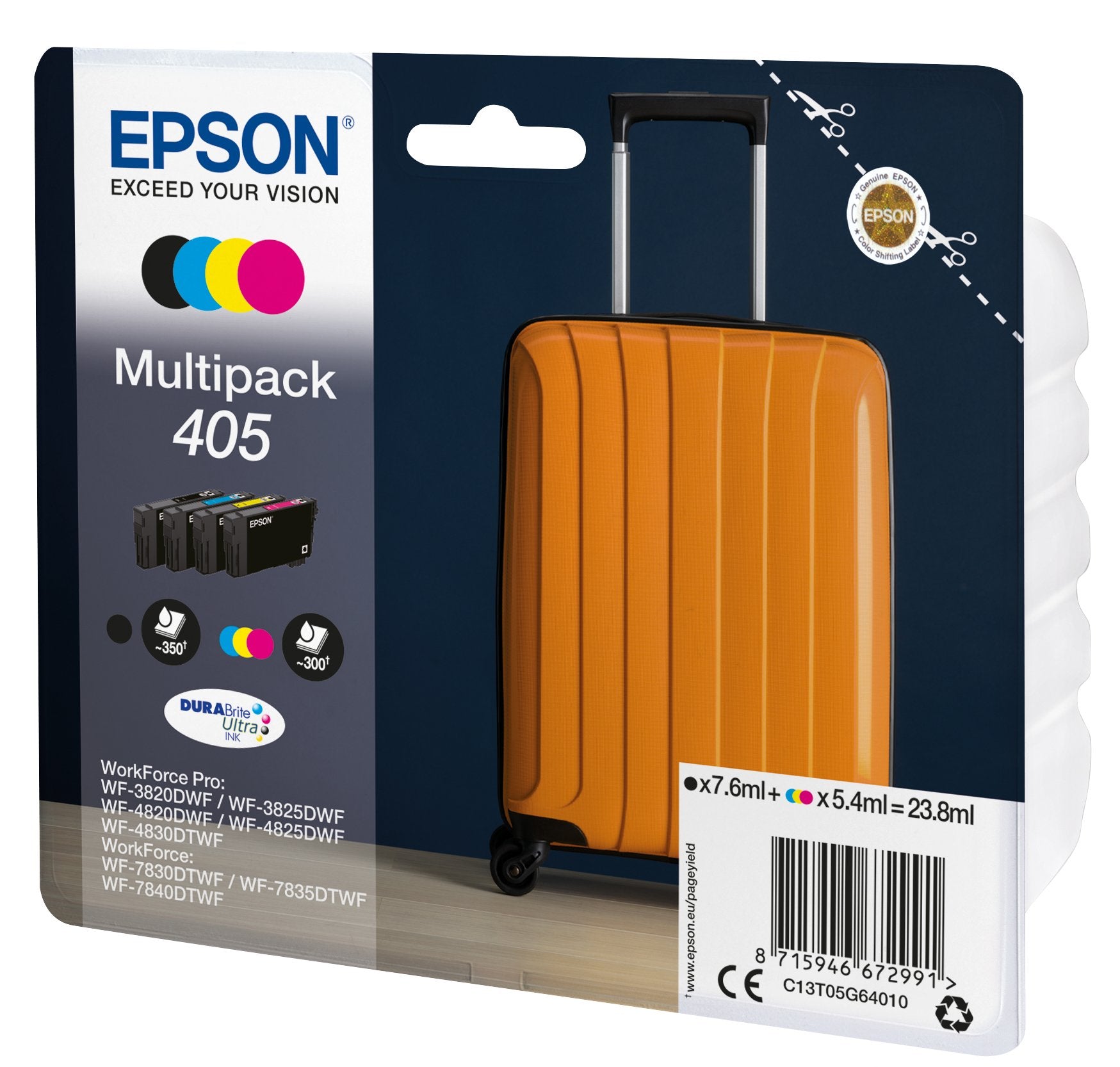 EAN 8715946673004 - Epson 405 cartucho de tinta 1 pieza(s) Original Rendimiento estándar Negro, Cian, Magenta, Amarillo imagen 2